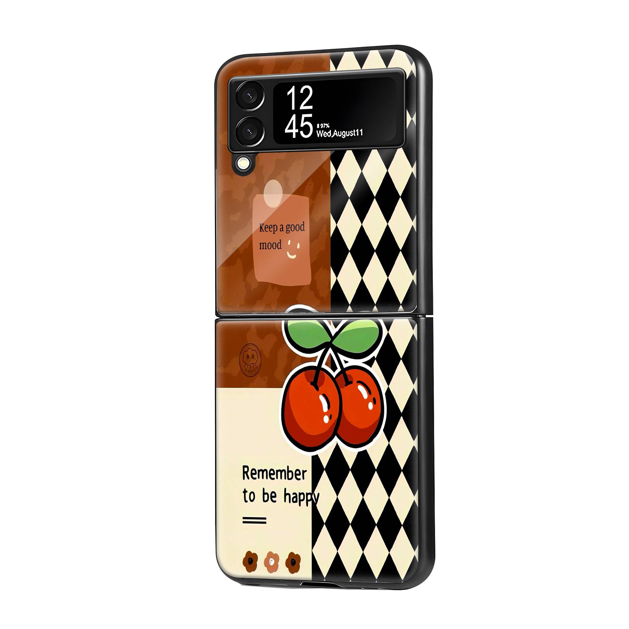 Cherry Checkers Samsung Z Flip Glass Case image 0