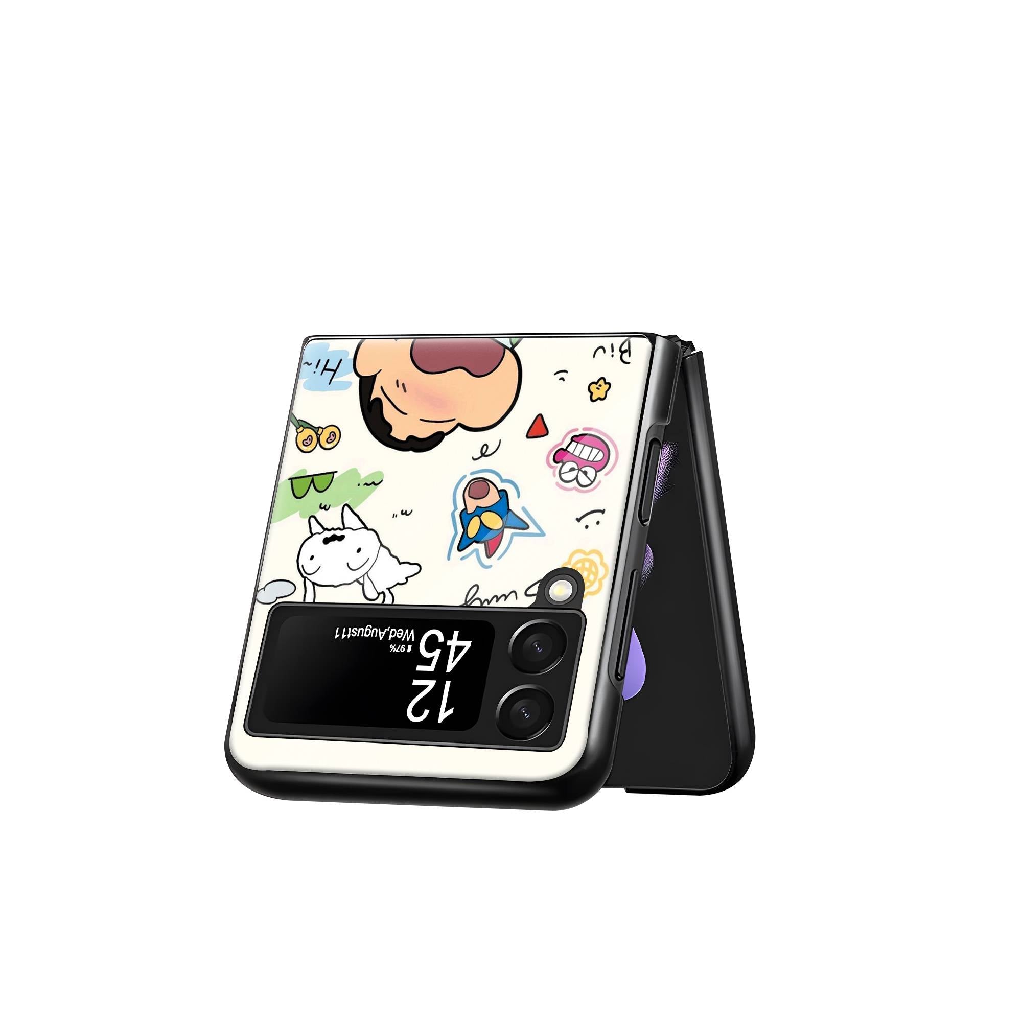 Shinchan Crayon Samsung Z Flip Glass Case image 2