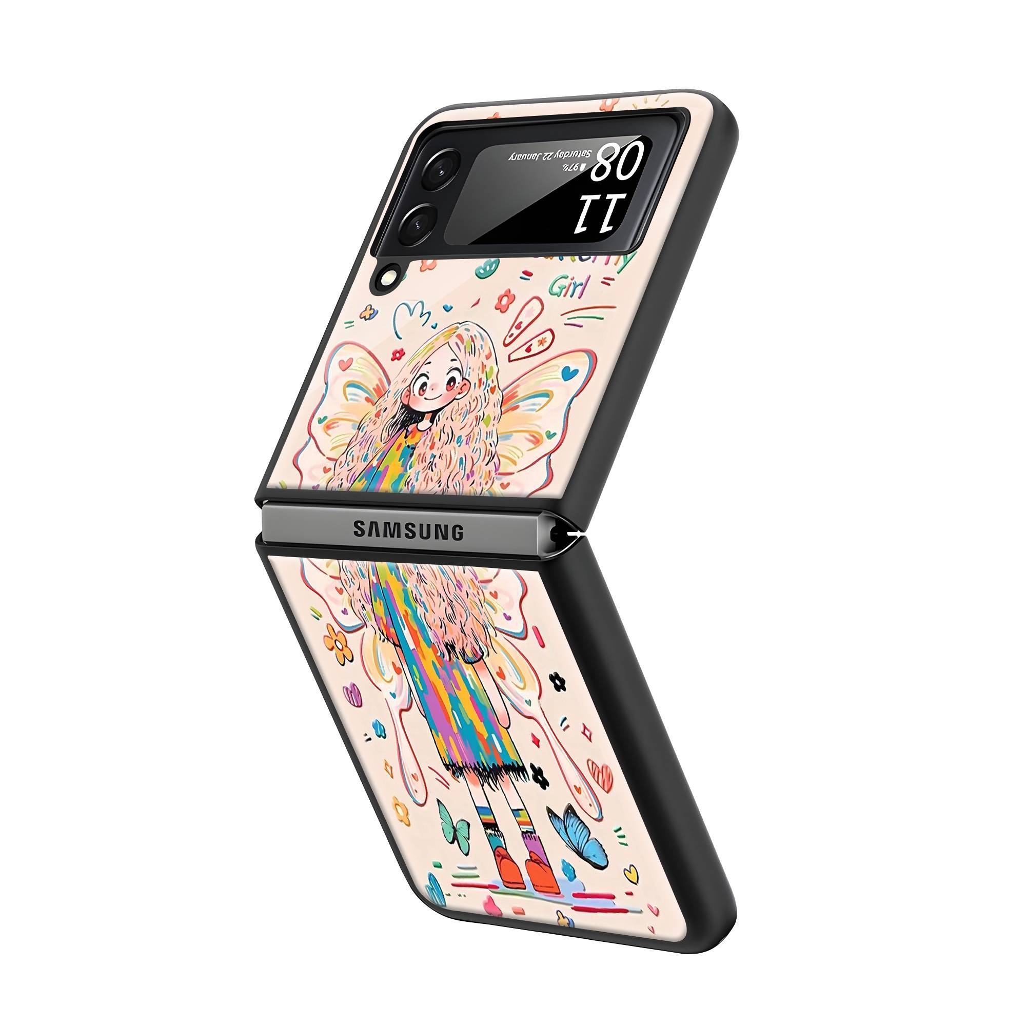 Joyful Doodle Samsung Z Flip Glass Case image 1