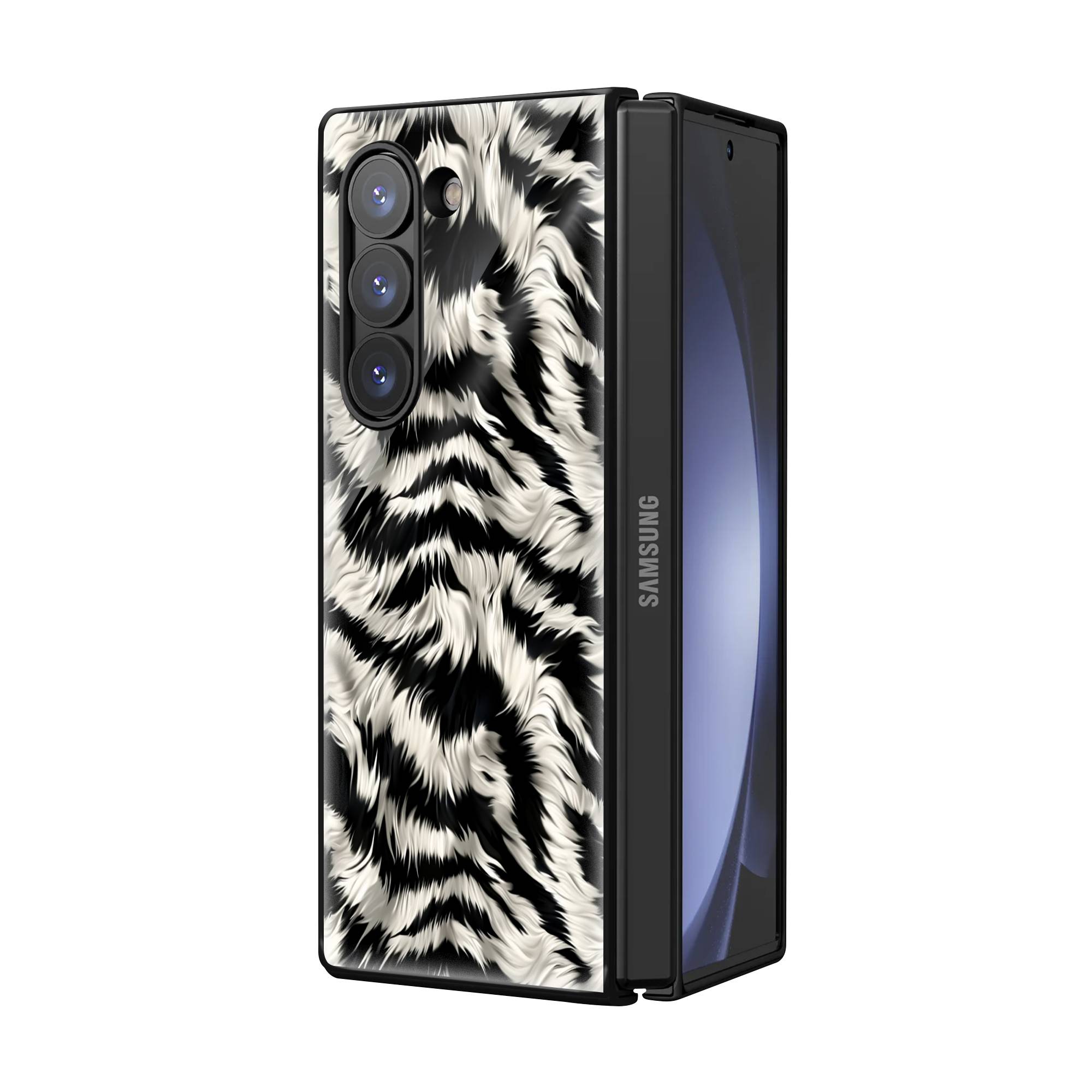 Zebra Fur Samsung Z Fold Glass Case image 1