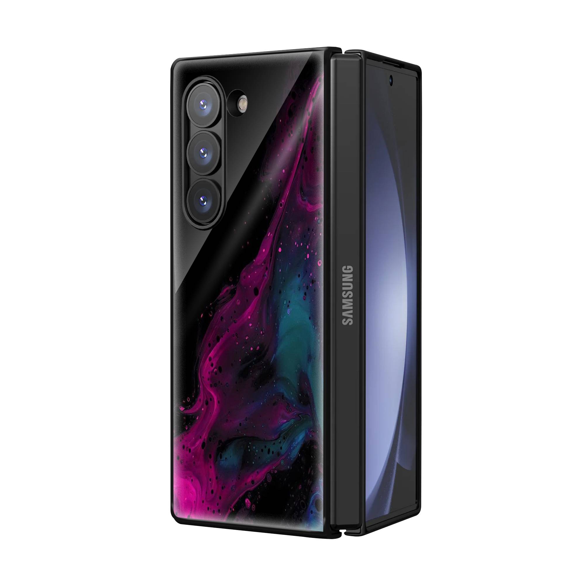 Purple wave art Samsung Z Fold Glass Case image 1