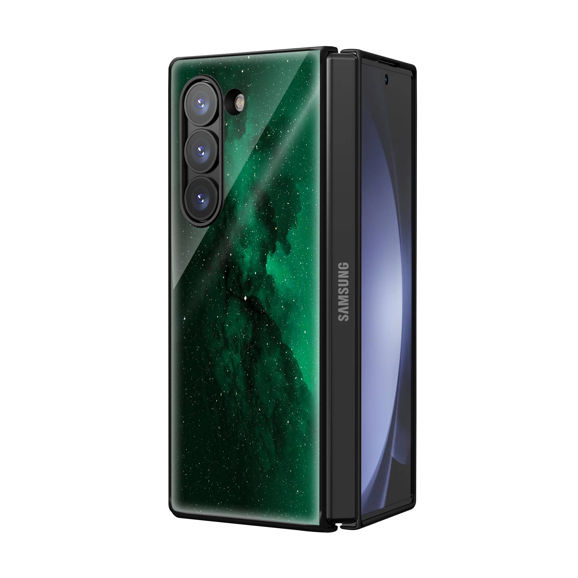 Emerald Galaxy Samsung Z Fold Glass Case image 1