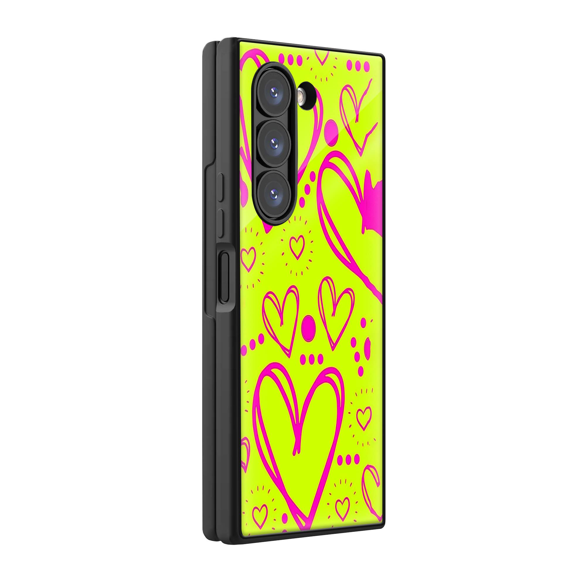 Neon Heart Samsung Z Fold Glass Case image 0