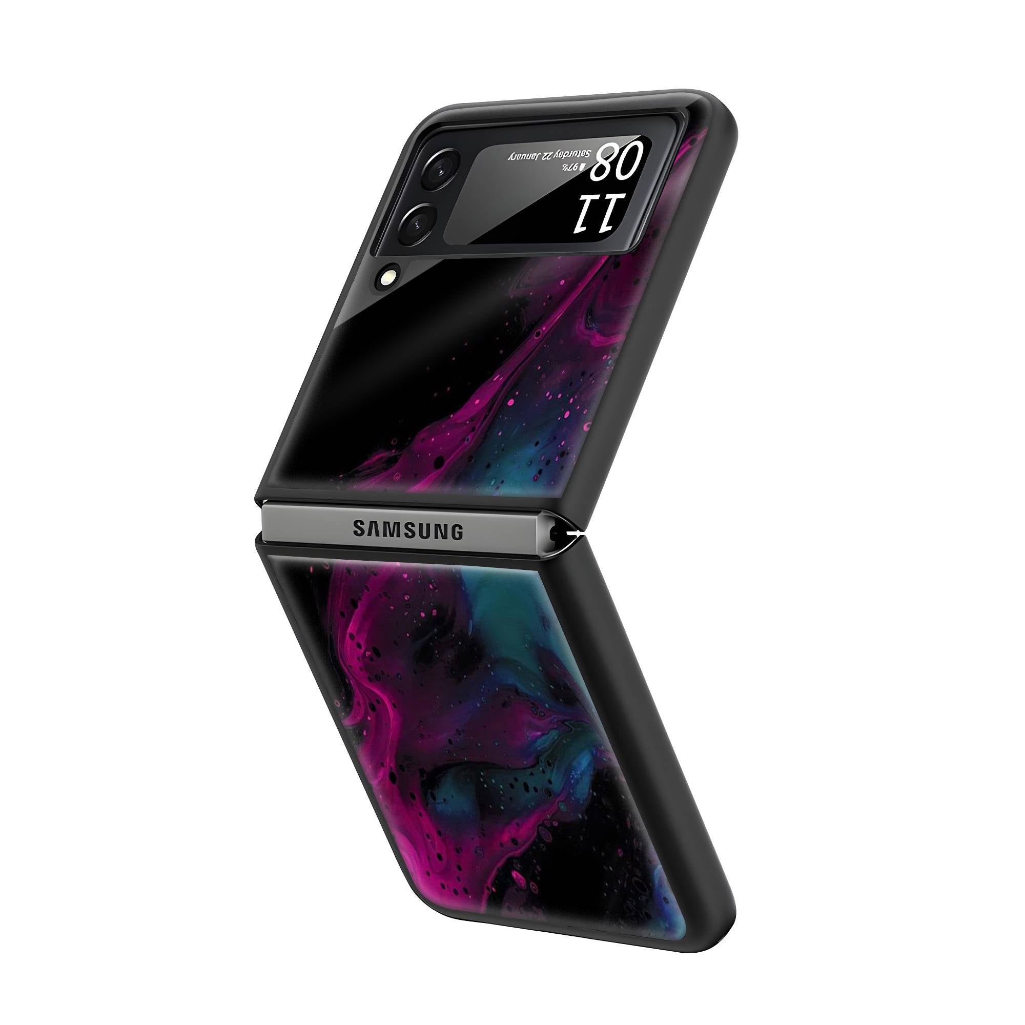 Purple Wave Art Samsung Z Flip Glass Case image 1