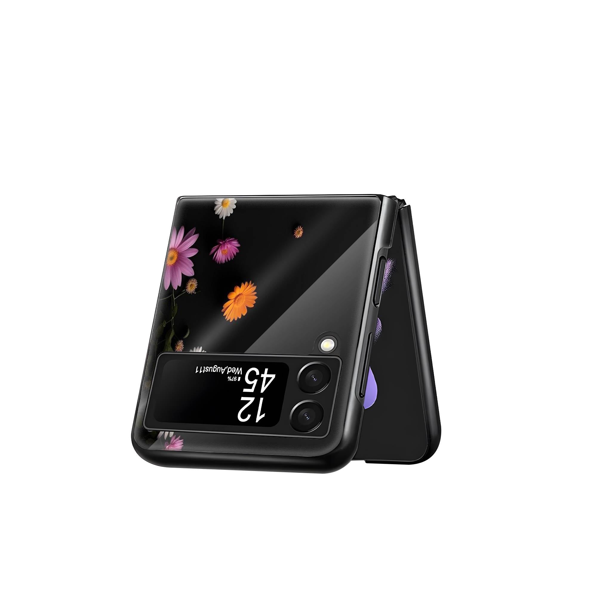 Colorful Flower Samsung Z Flip Glass Case image 2