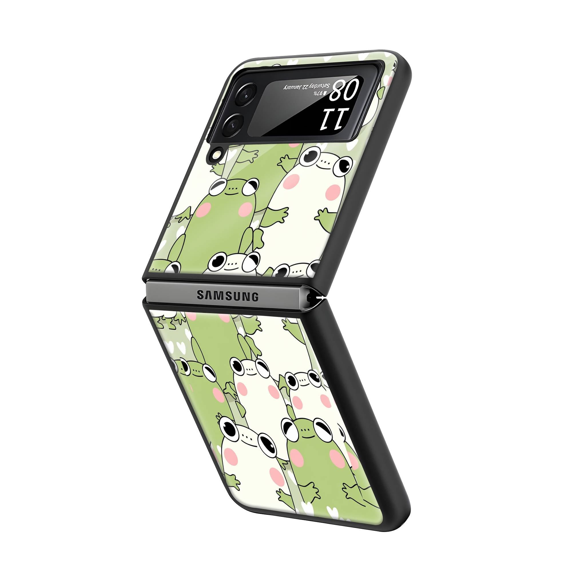 Cute Frogs Samsung Z Flip Glass Case image 1