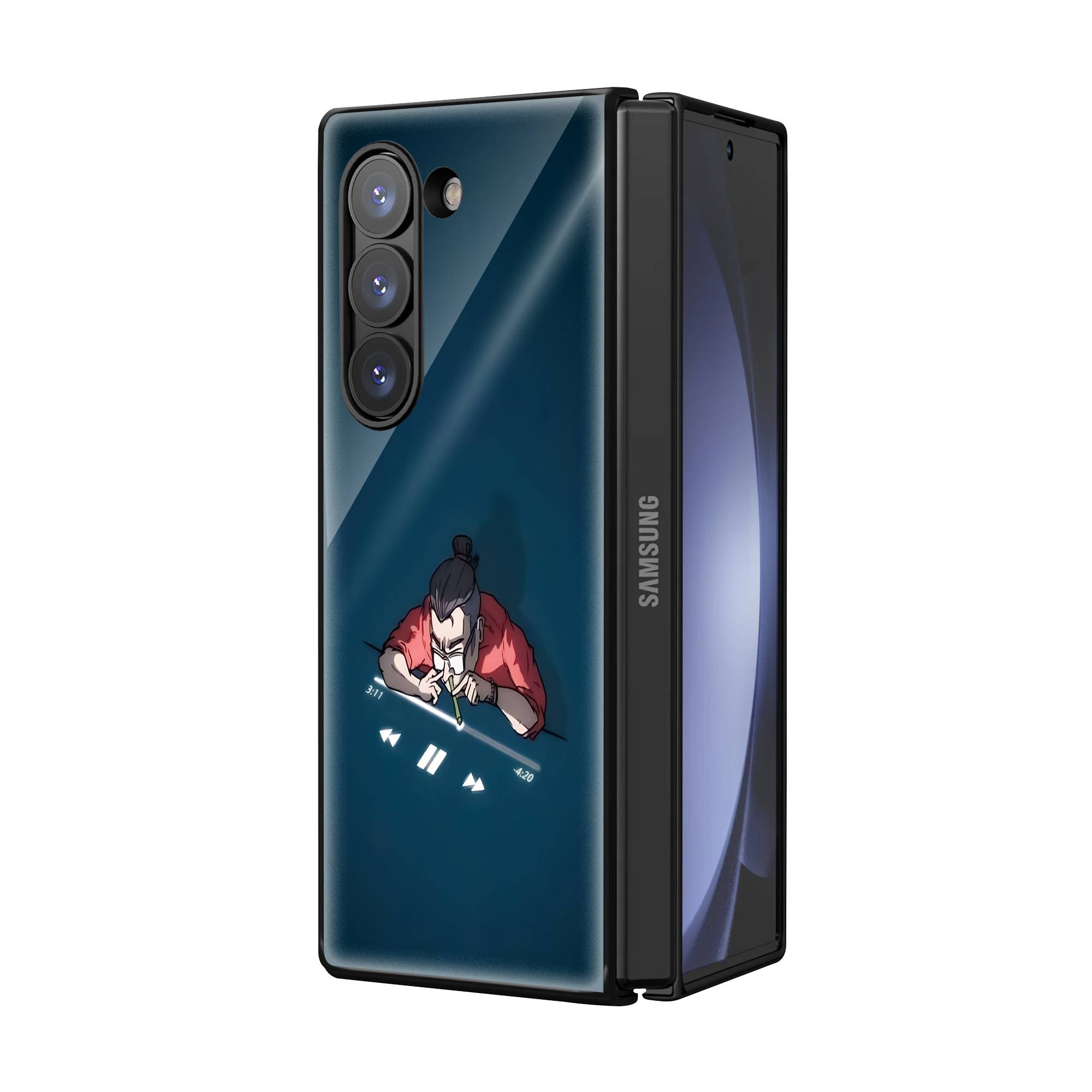 Play Pause Samsung Z Fold Glass Case image 1