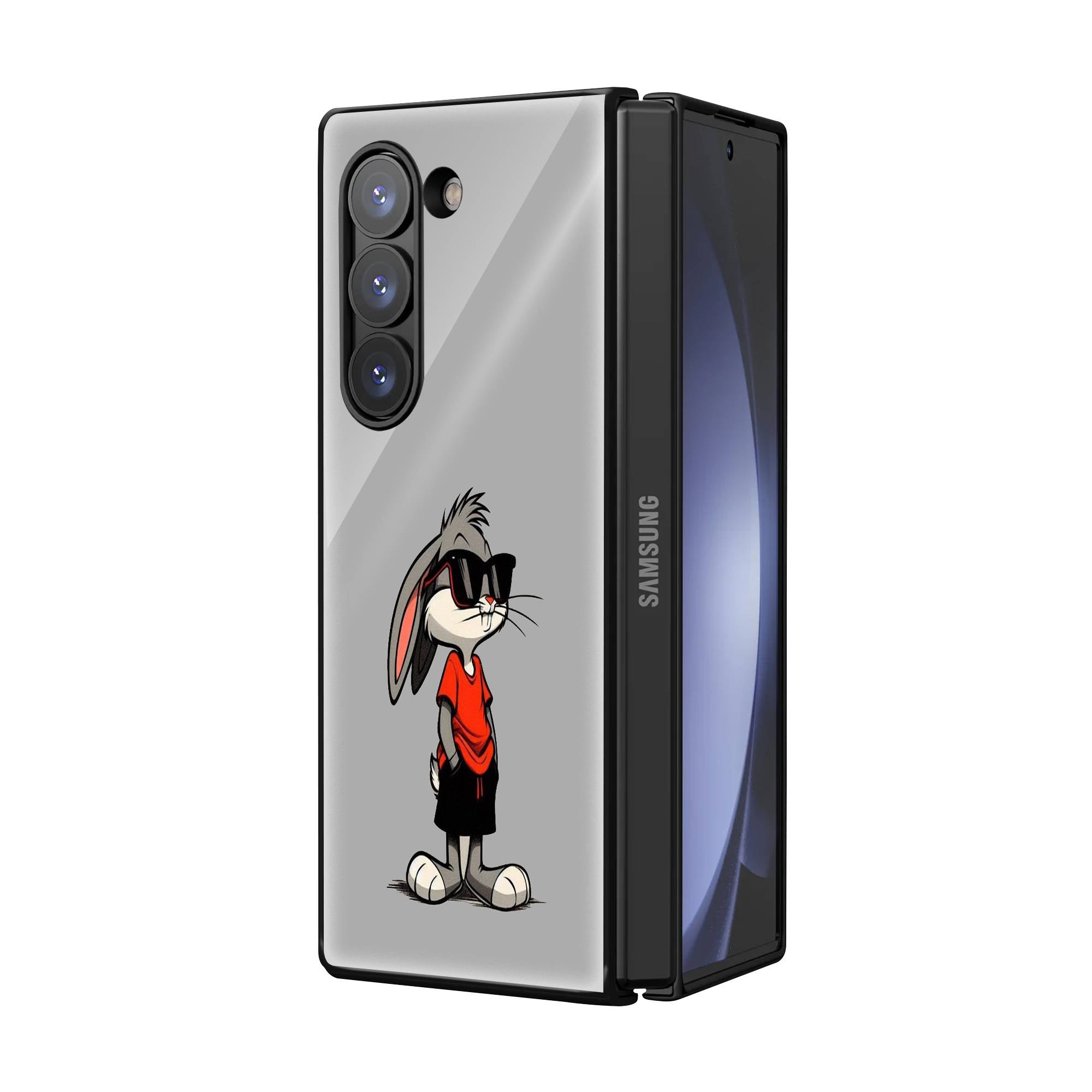 Cool Bunny Samsung Z Fold Glass Case image 1