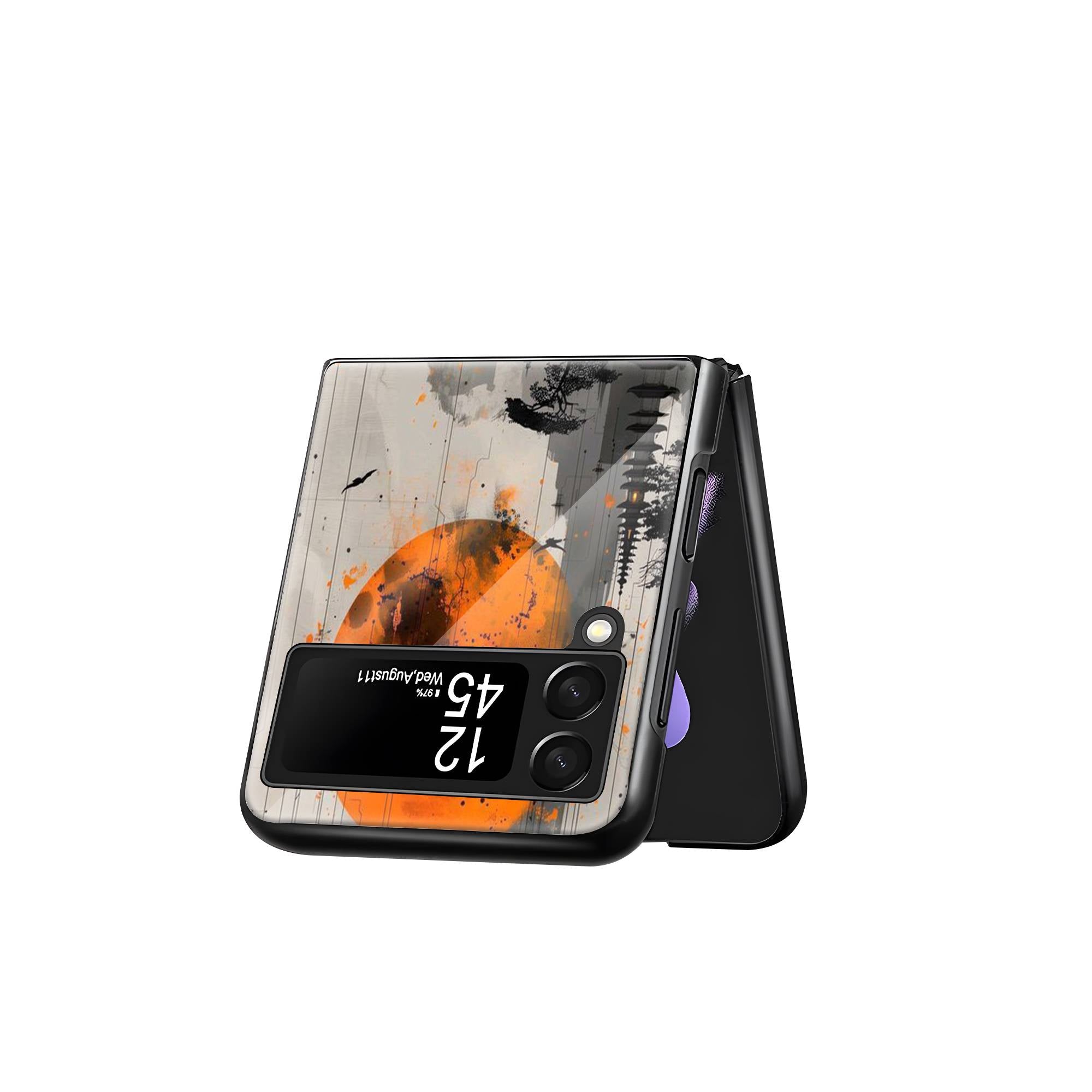 Orange Moon Samsung Z Flip Glass Case image 2