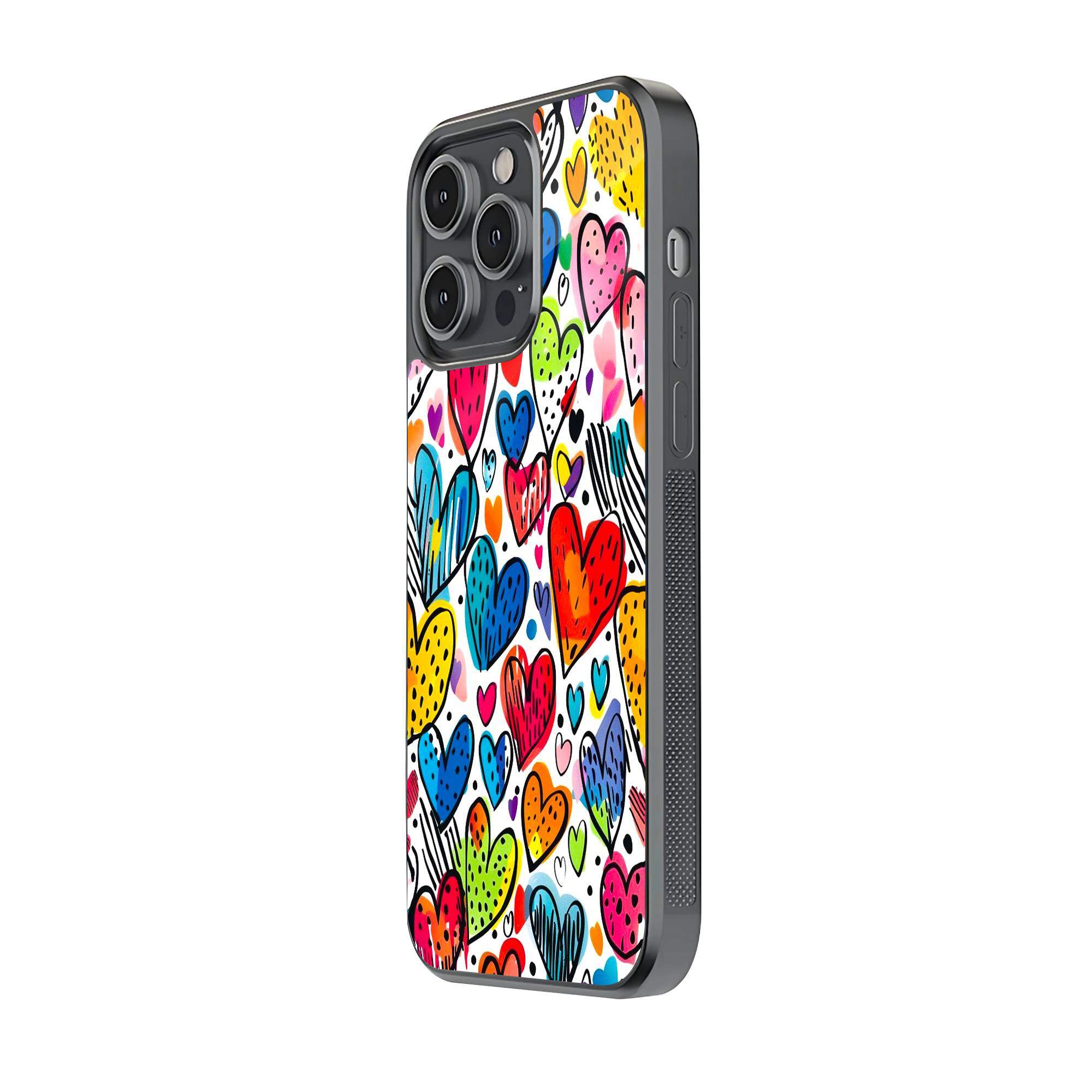 Heart Doodles Glass Case image 1