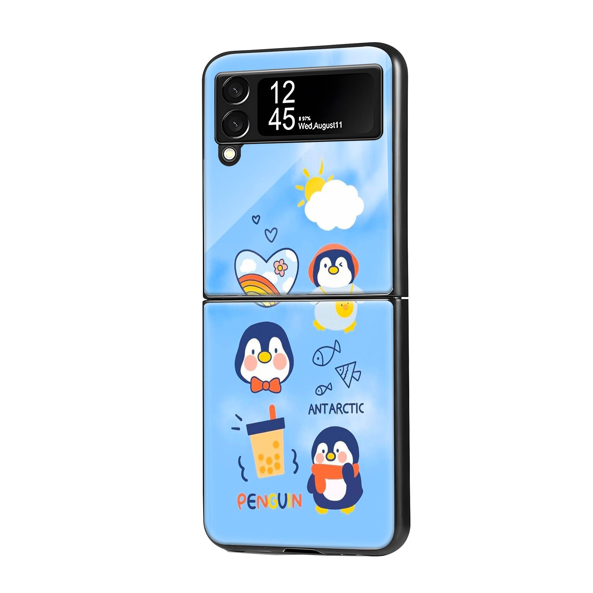 Cartoon Penguin Samsung Z Flip Glass Case image 0