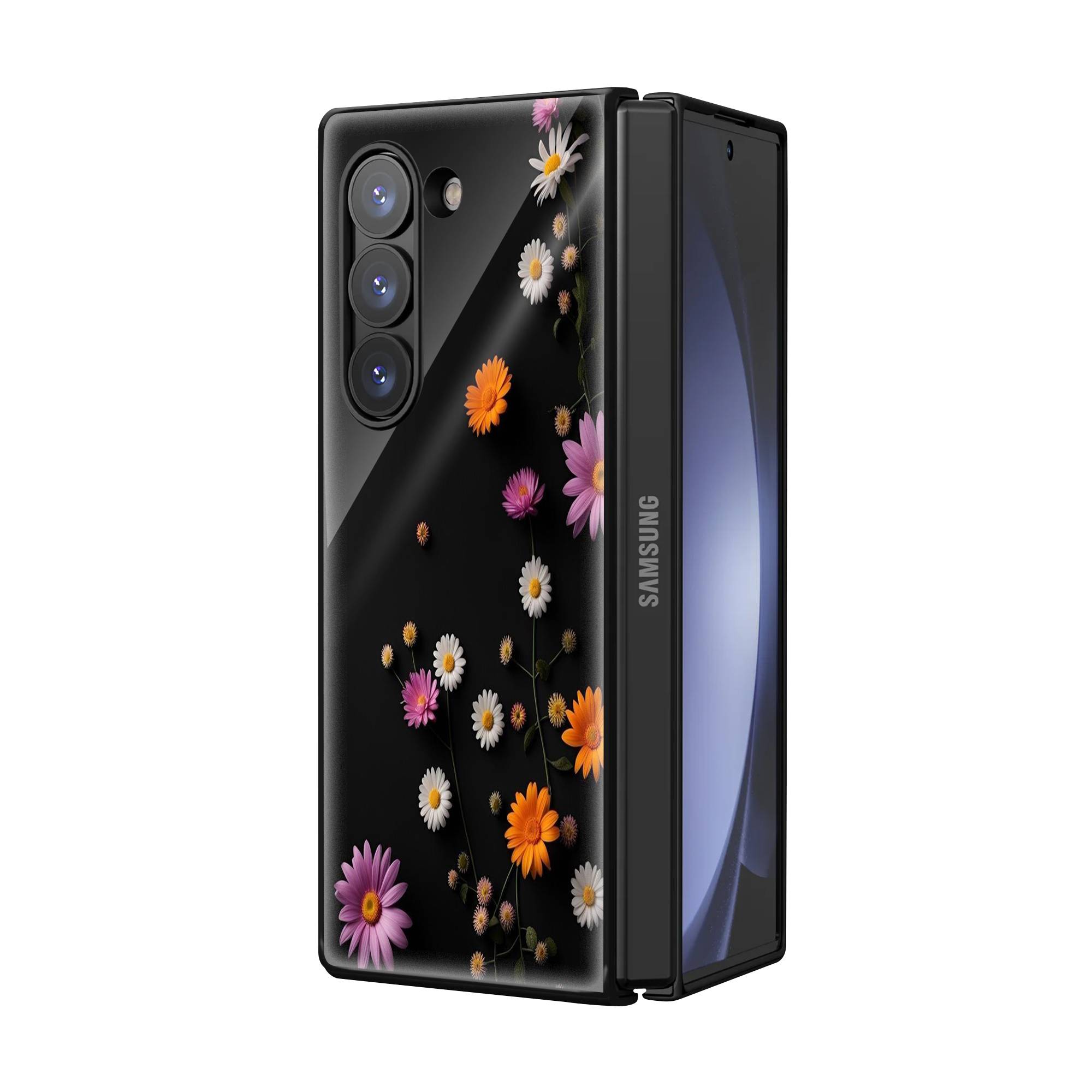 Colorful Flower Samsung Z Fold Glass Case image 1