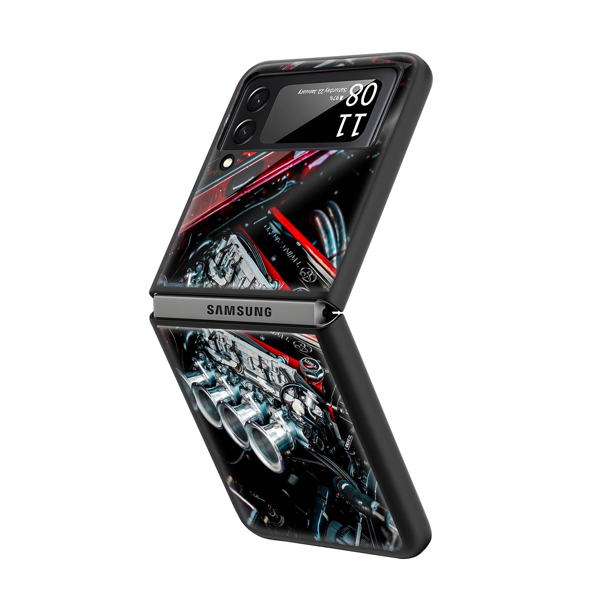 Motor Turbo Samsung Z Flip Glass Case image 1