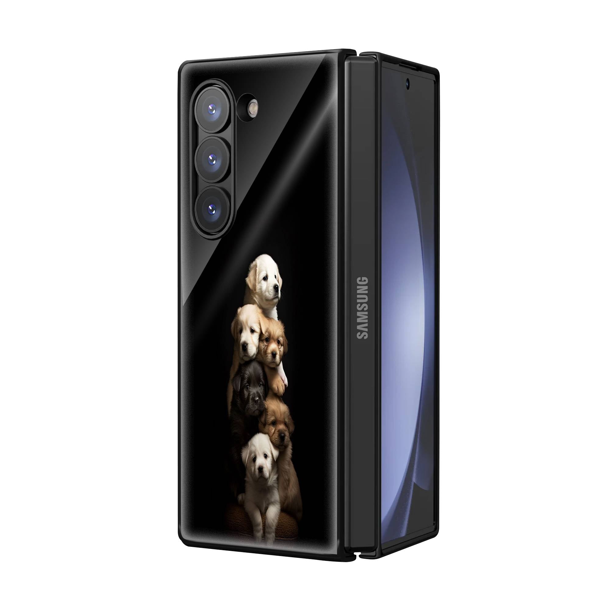 Cute Puppies Samsung Z Fold Glass Case image 1