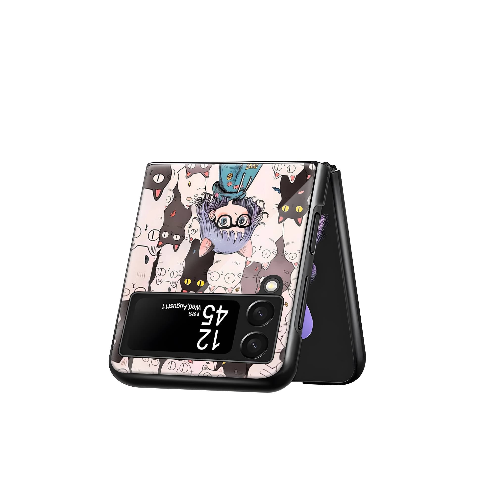 Many Cat Samsung Z Flip Glass Case image 2