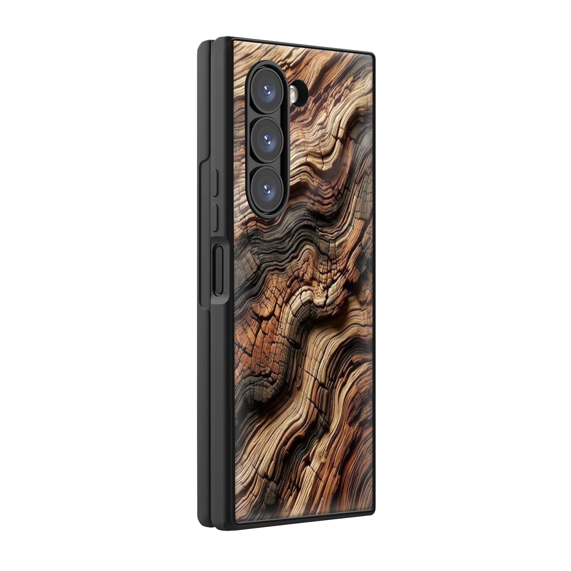 Wooden Texture Samsung Z Fold Glass Case image 0