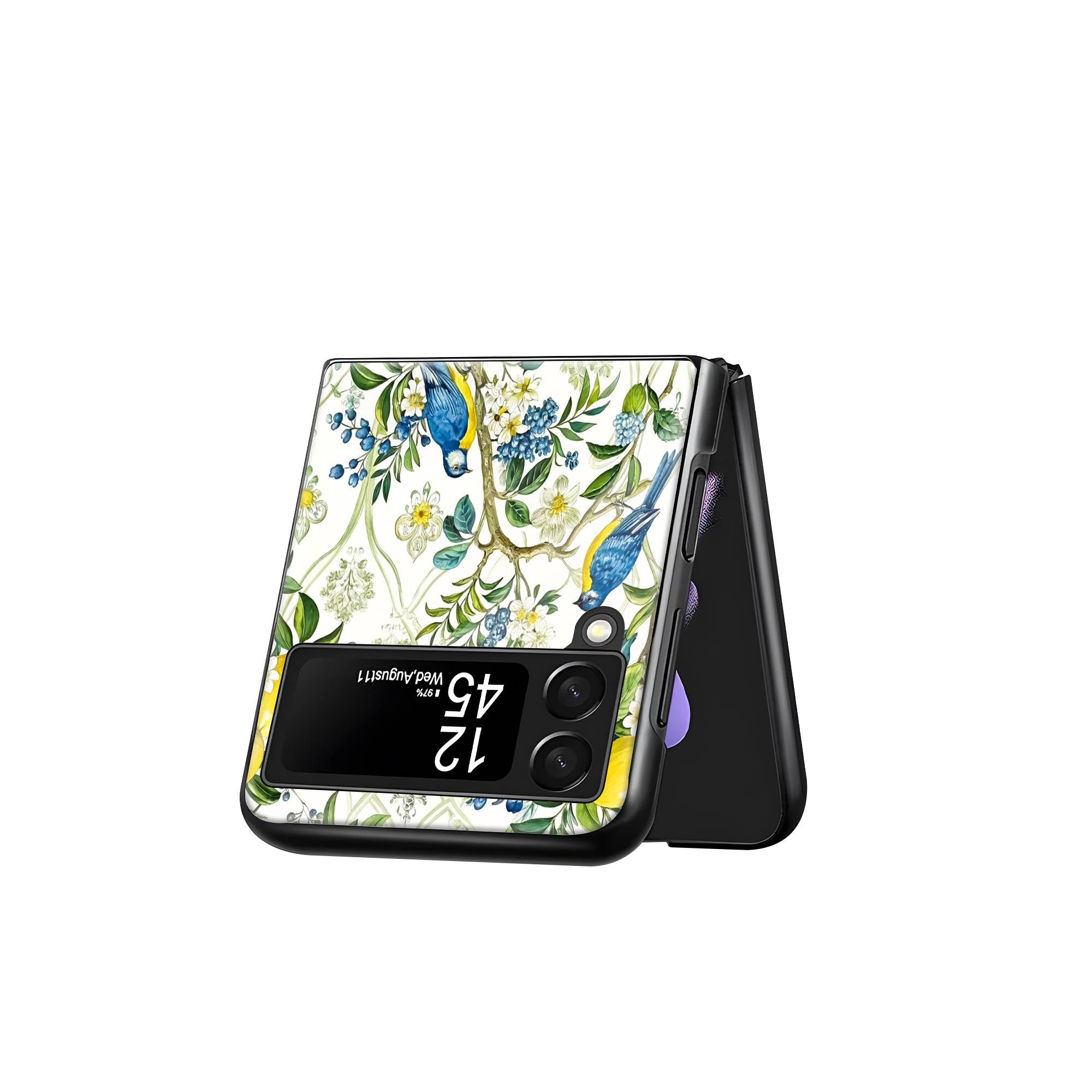 Blueberry Birds Samsung Z Flip Glass Case image 2