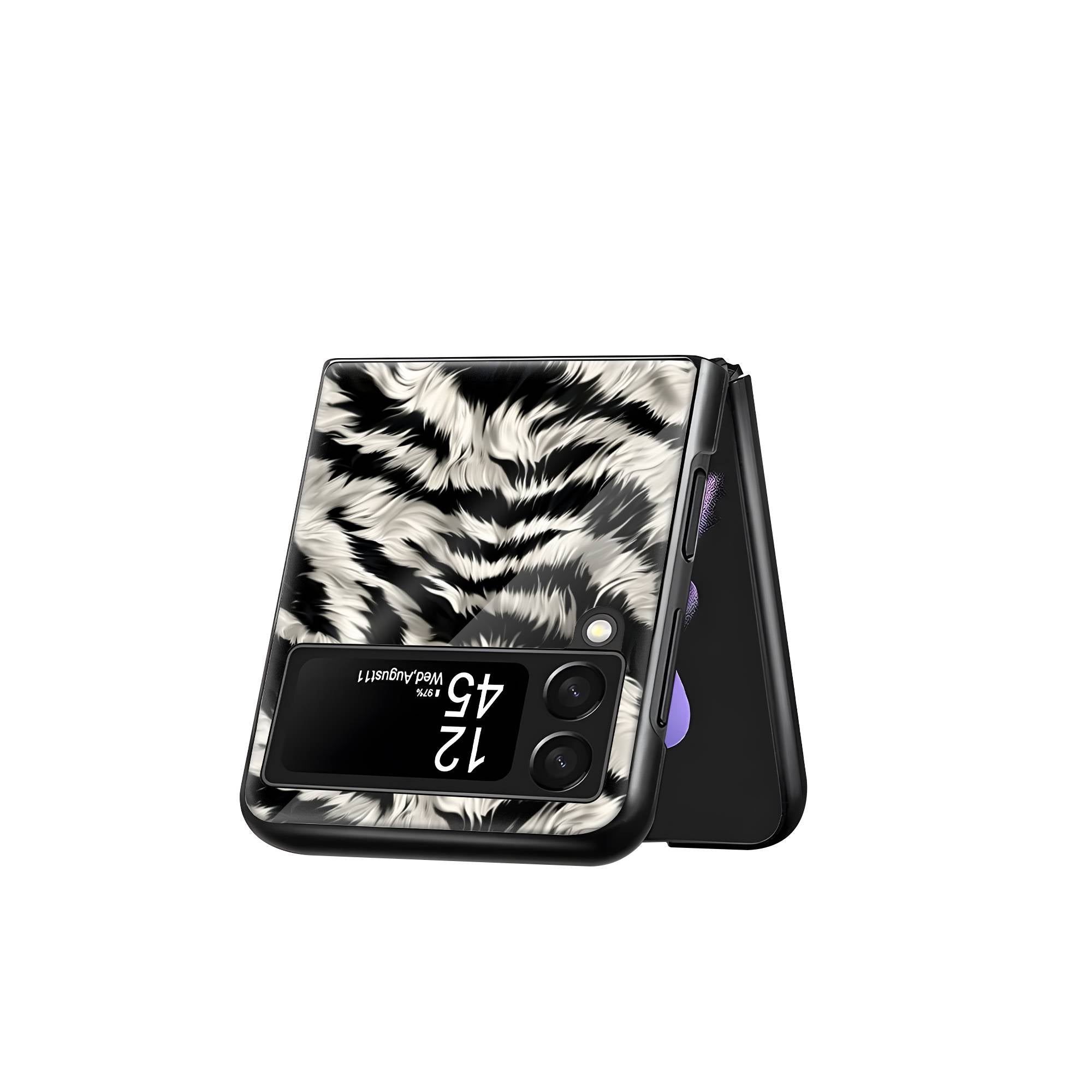 Zebra Fur Samsung Z Flip Glass Case image 2