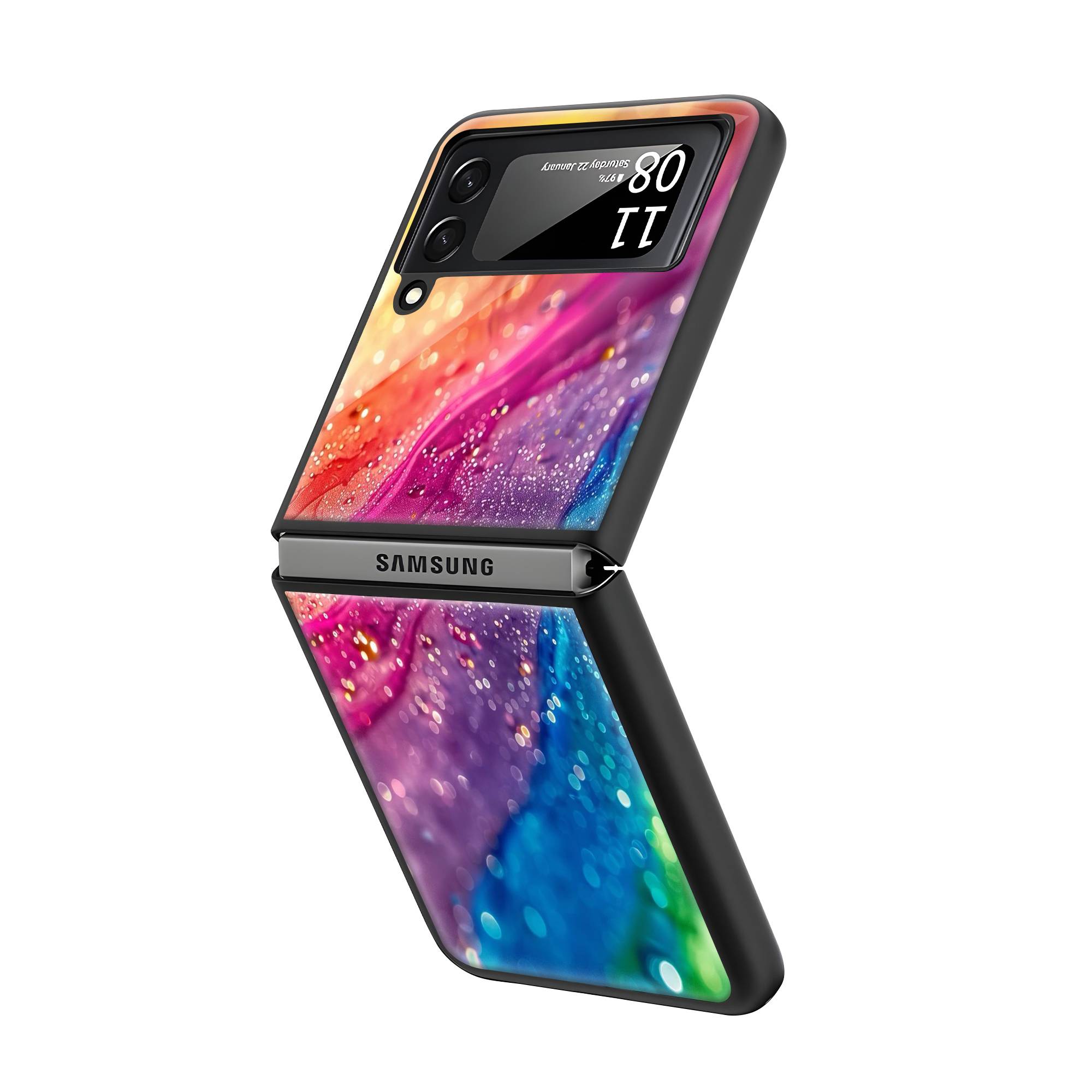 Bright Rainbow Samsung Z Flip Glass Case image 1