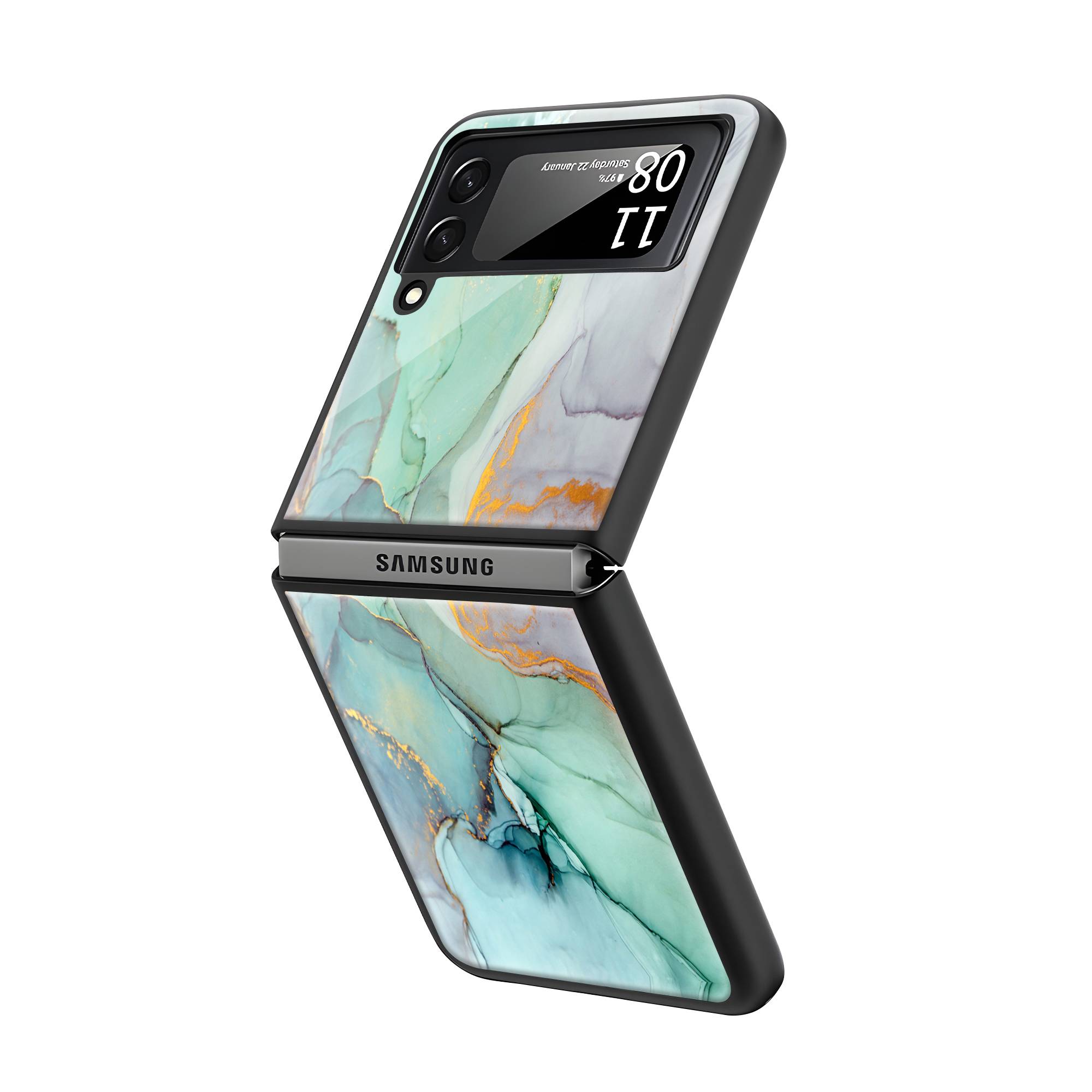 Pastel Marble Samsung Z Flip Glass Case image 1