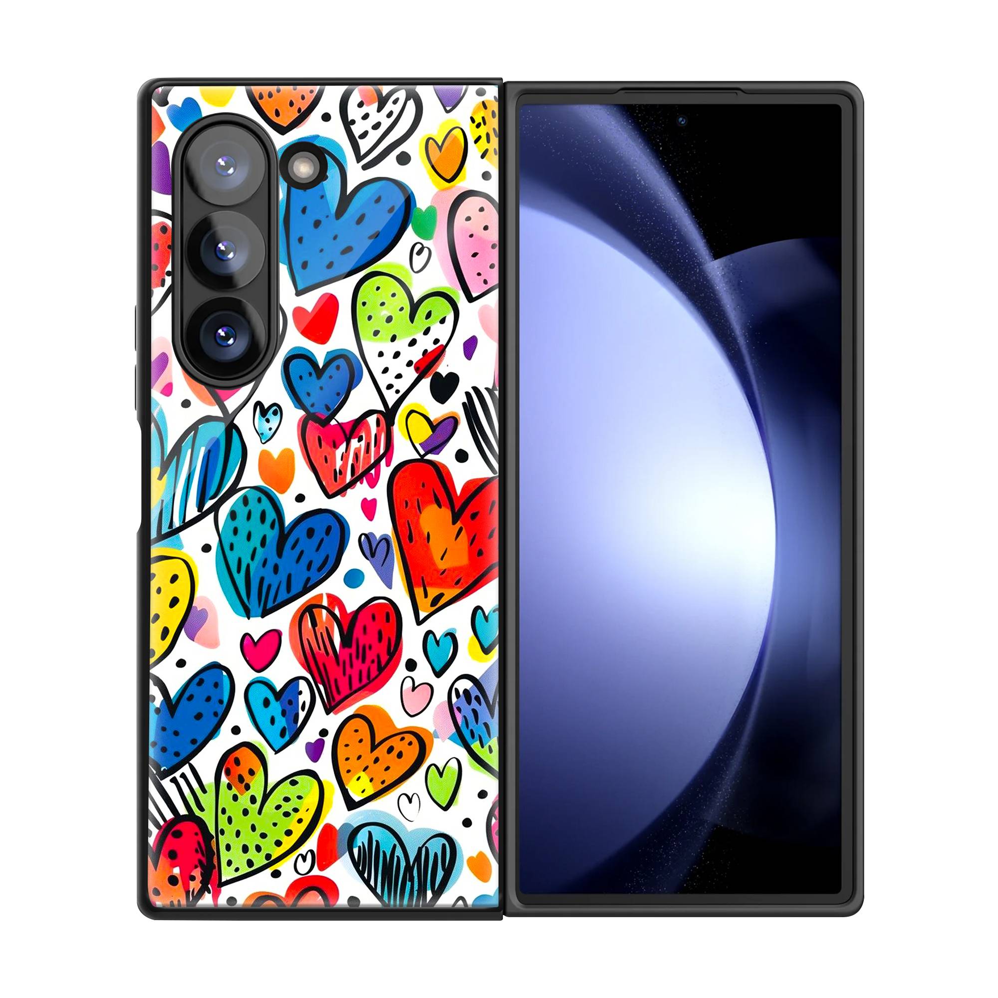 Heart Doodles Samsung Z Fold Glass Case image 2