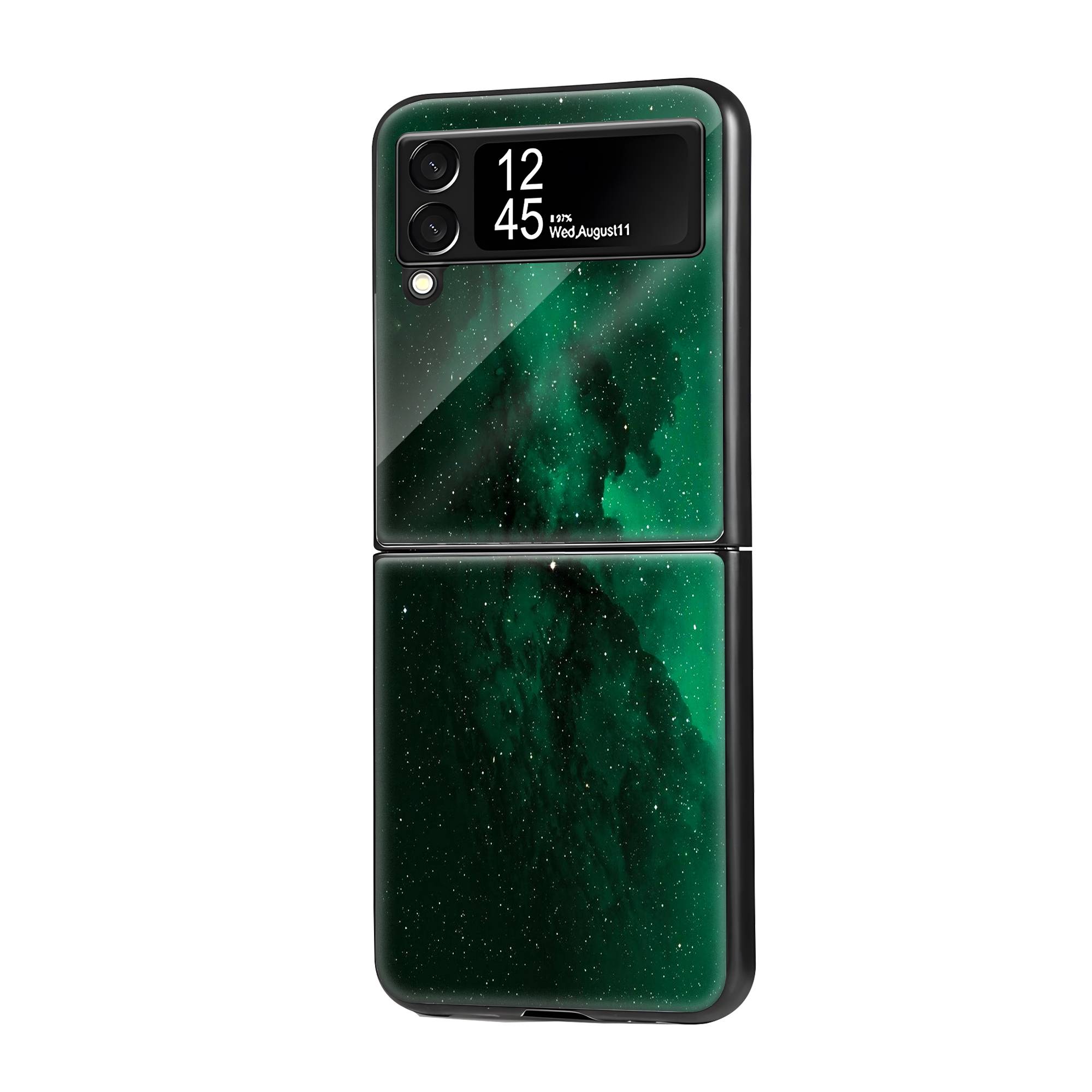 Emerald Galaxy Samsung Z Flip Glass Case image 0