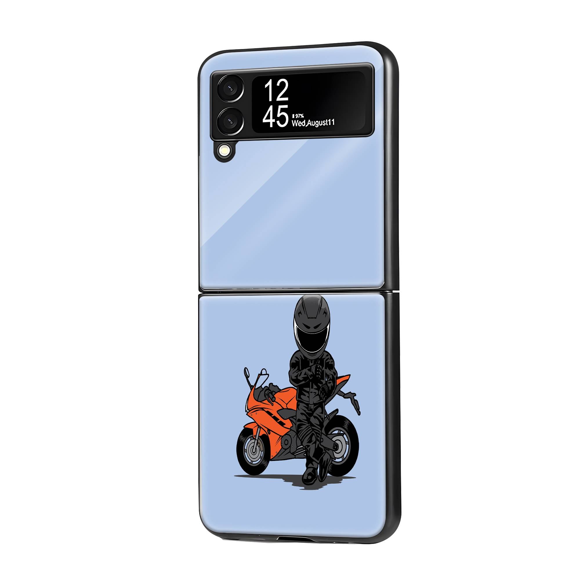 Biker Standing Samsung Z Flip Glass Case image 0