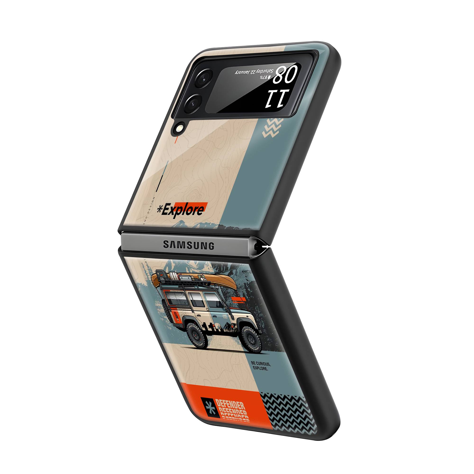 Defender Trails Samsung Z Flip Glass Case image 1