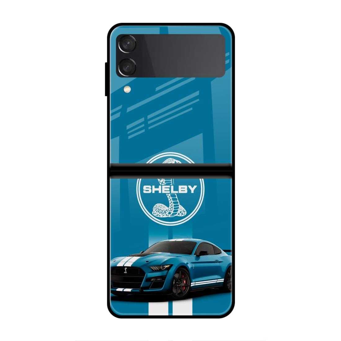 Blue Shelby Samsung Z Flip 3 Glass Case image 0