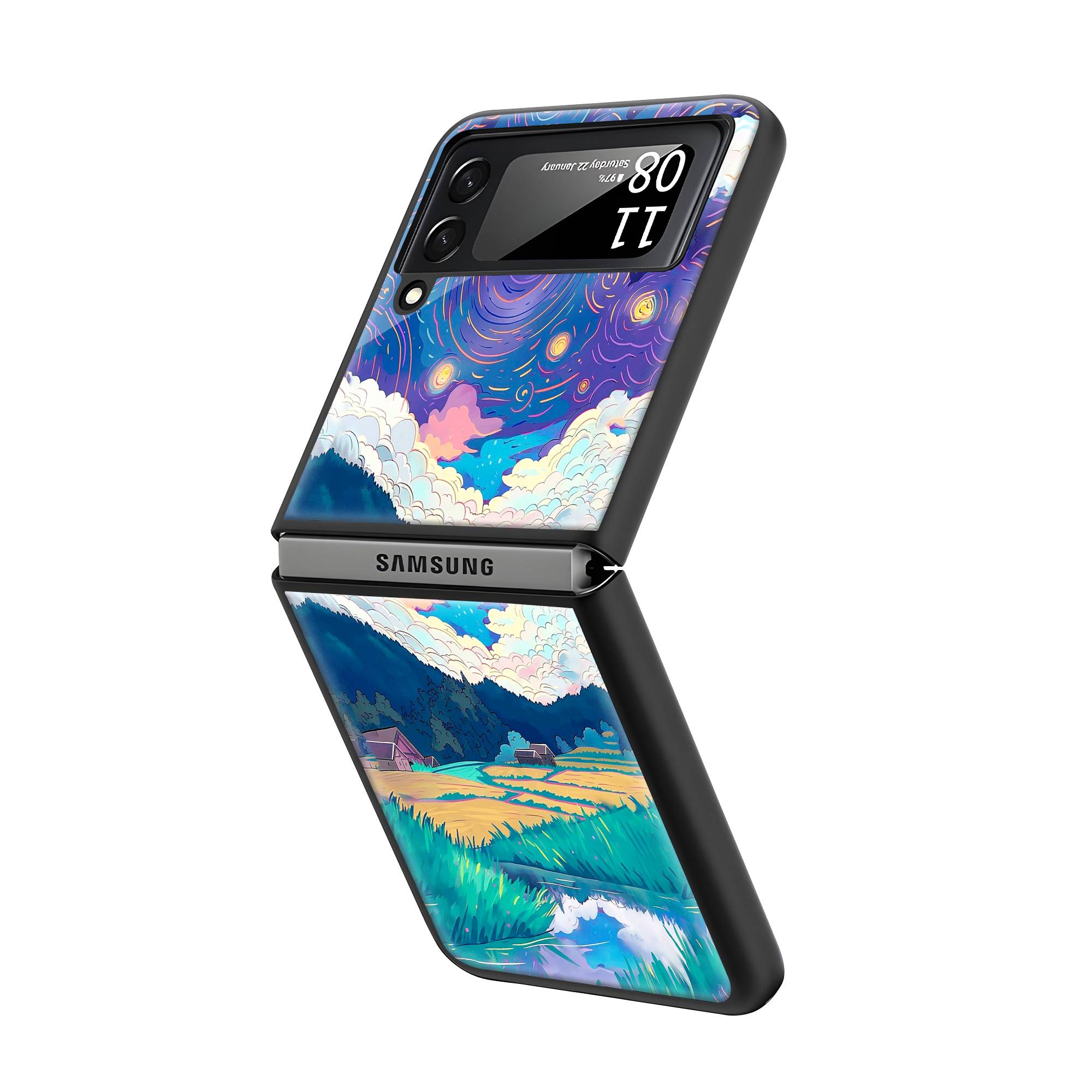 Starry Night Samsung Z Flip Glass Case image 1