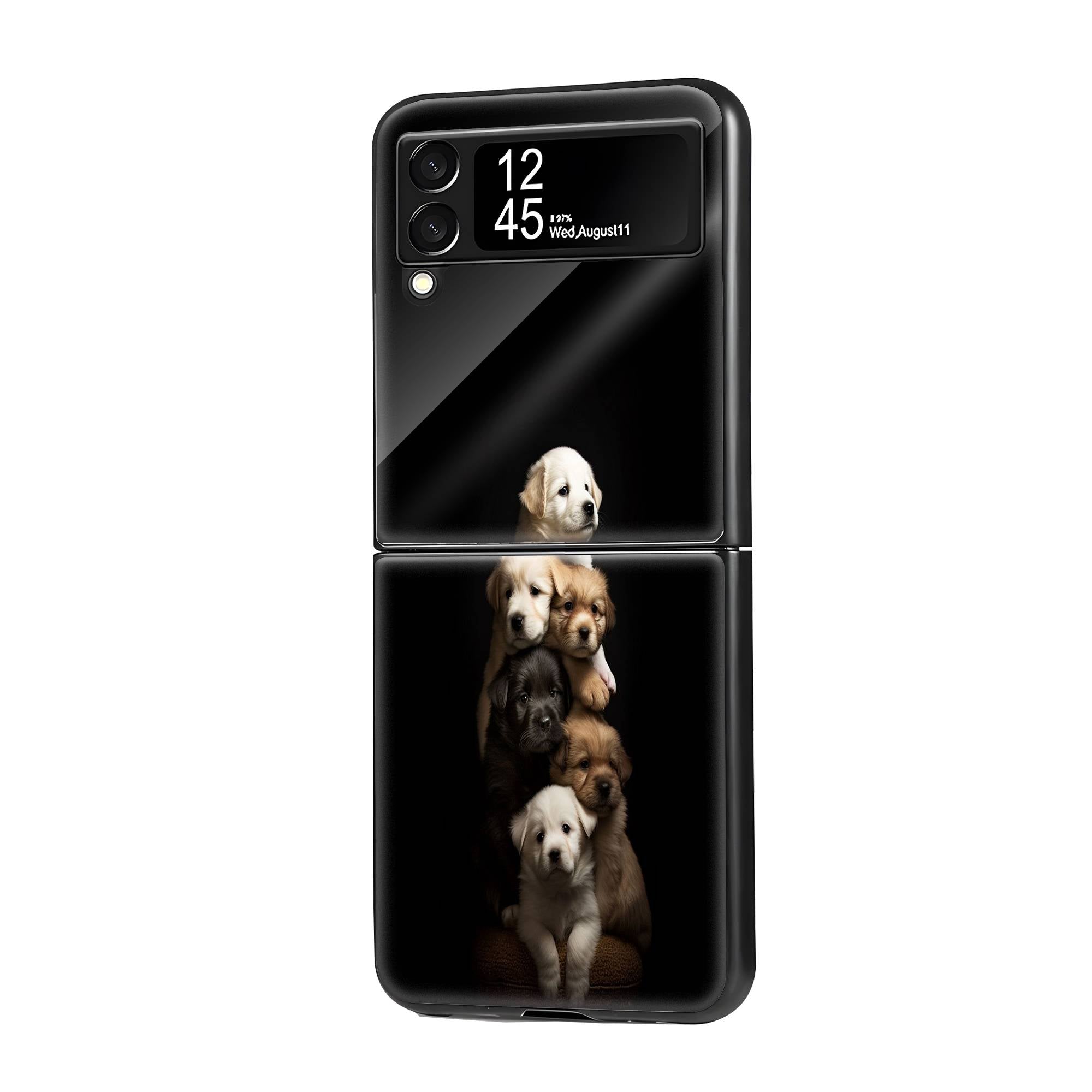 Cute Puppies Samsung Z Flip Glass Case image 0