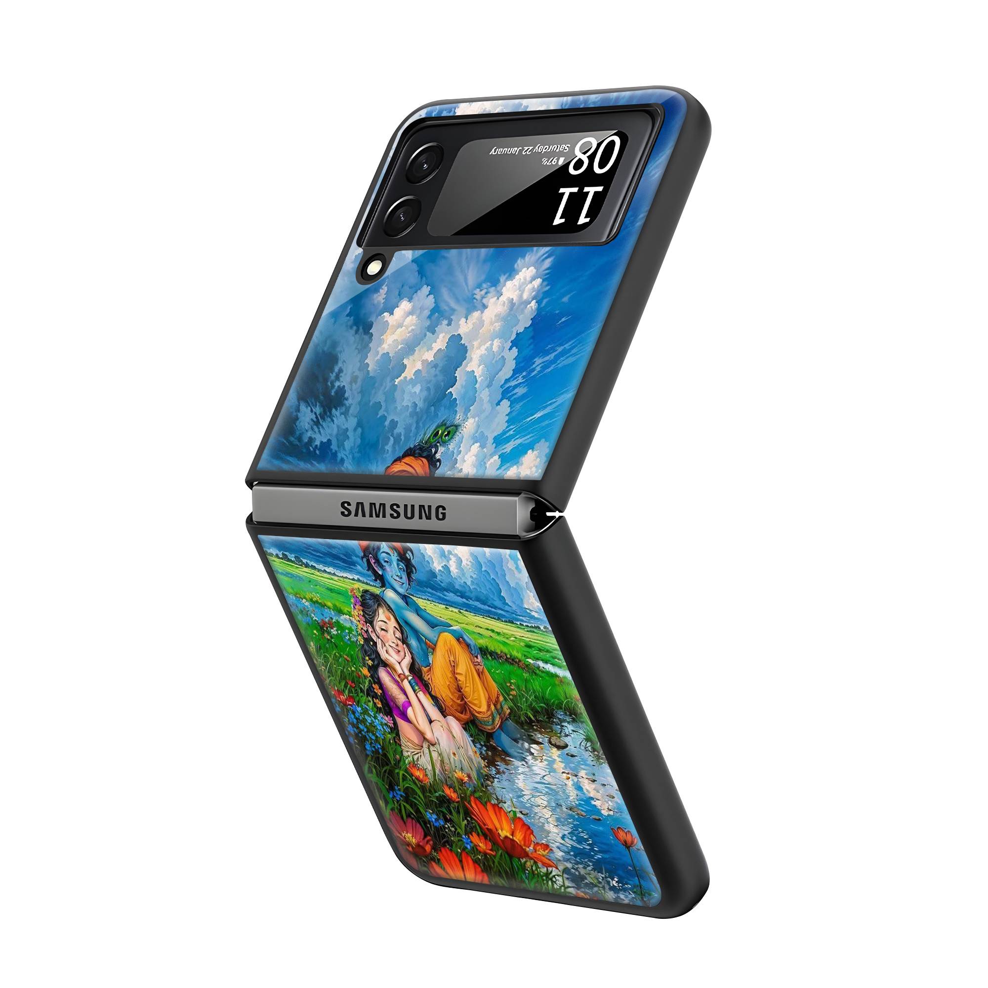 Radhe Krishna Samsung Z Flip Glass Case image 1