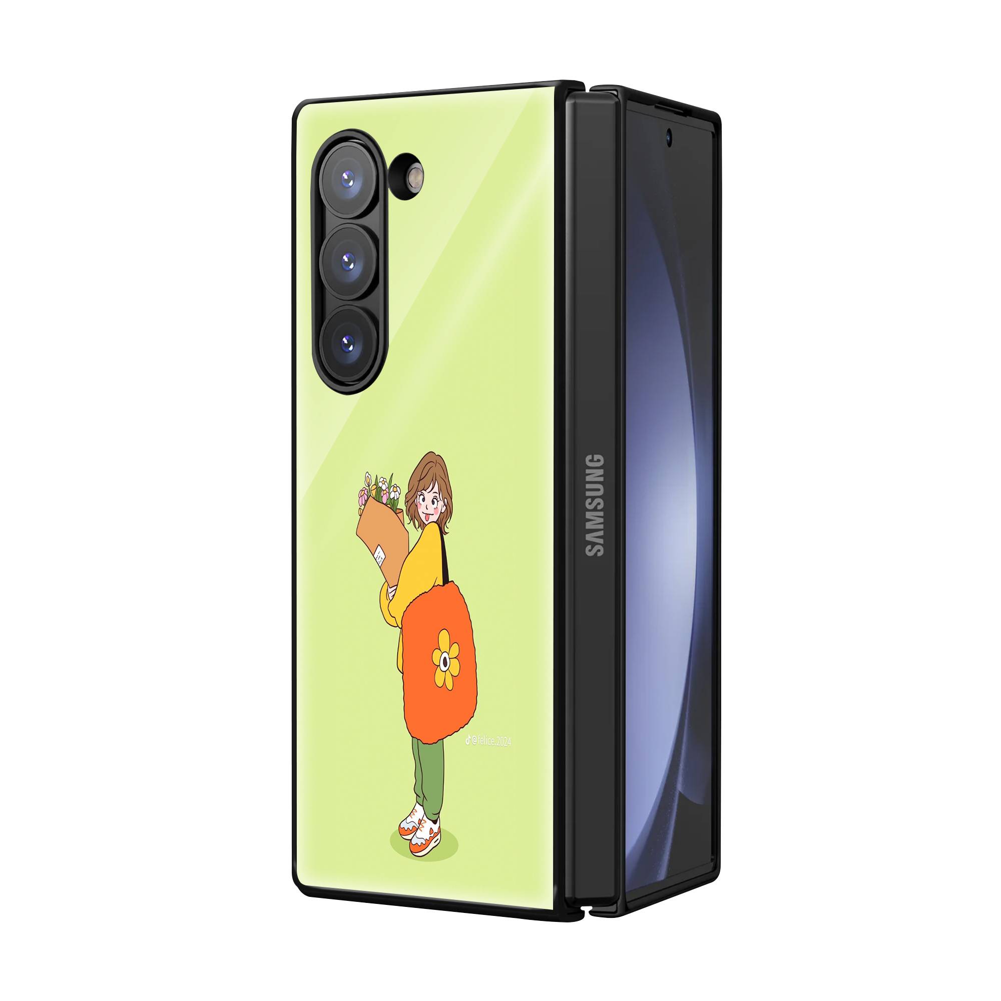 Cute Doodle Samsung Z Fold Glass Case image 1