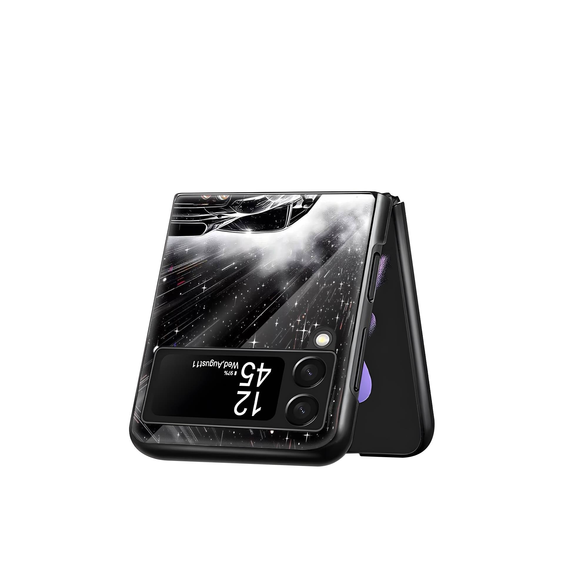 Black Dodge Samsung Z Flip Glass Case image 2
