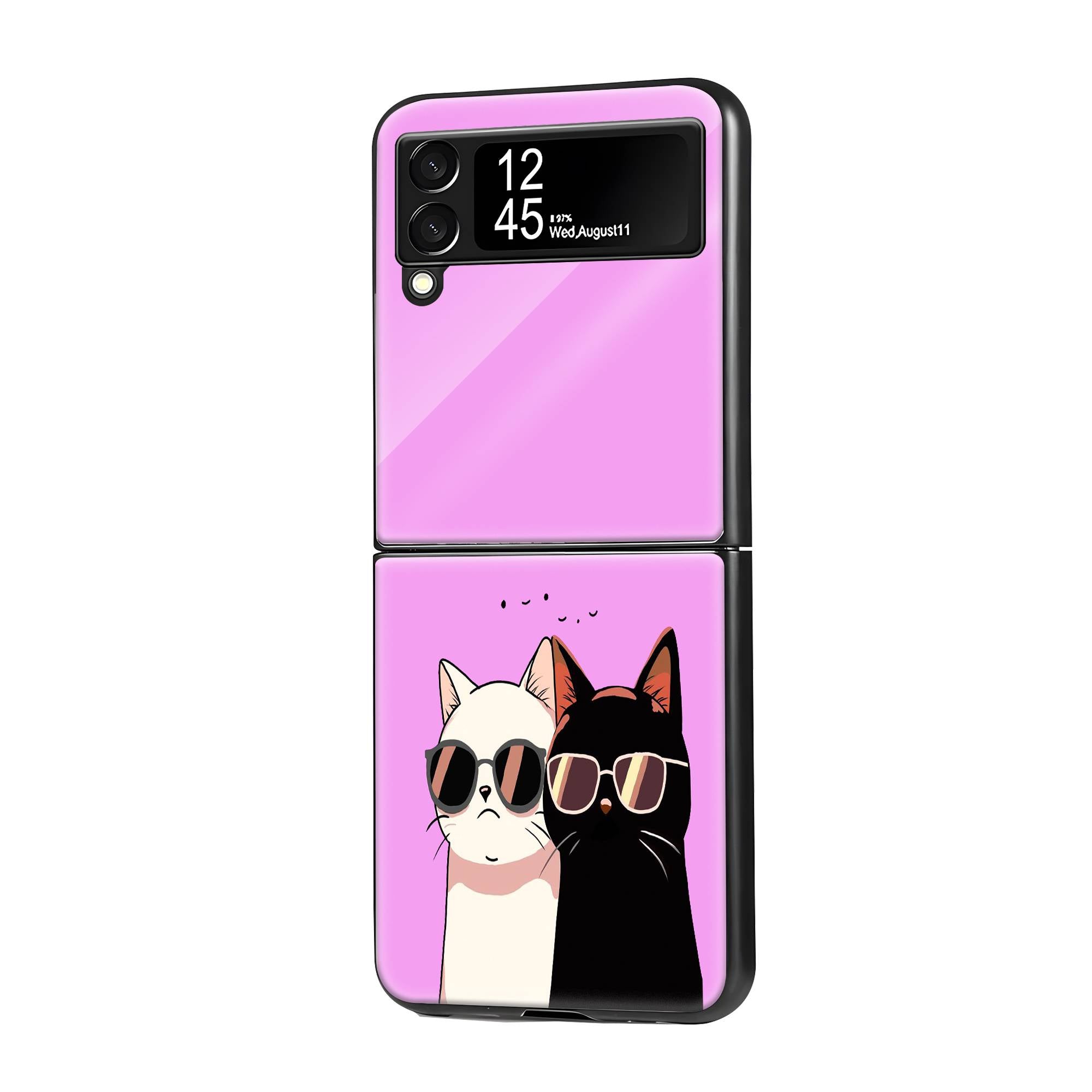 Kawali Cat Samsung Z Flip Glass Case image 0