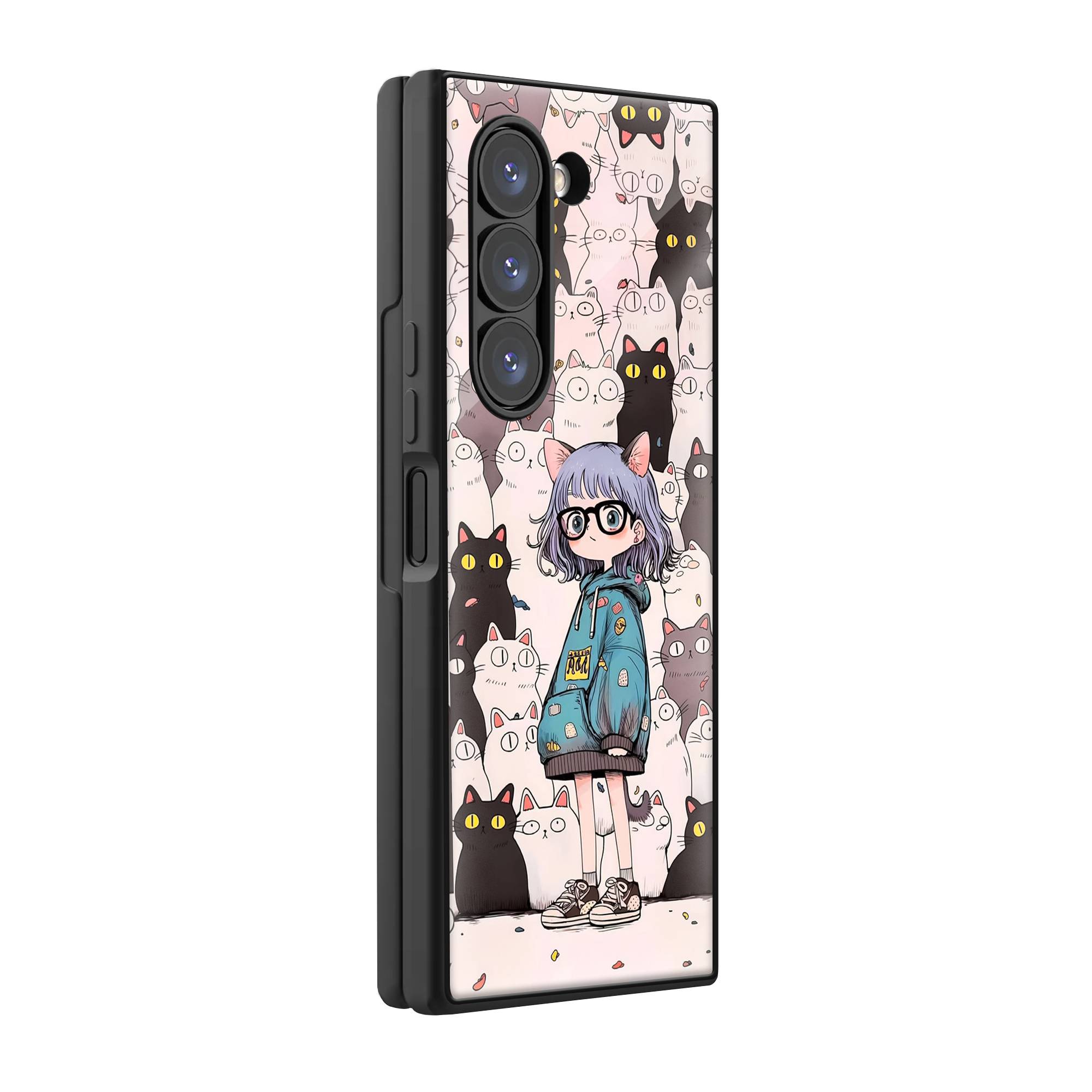 Many Cat Samsung Z Fold Glass Case image 0