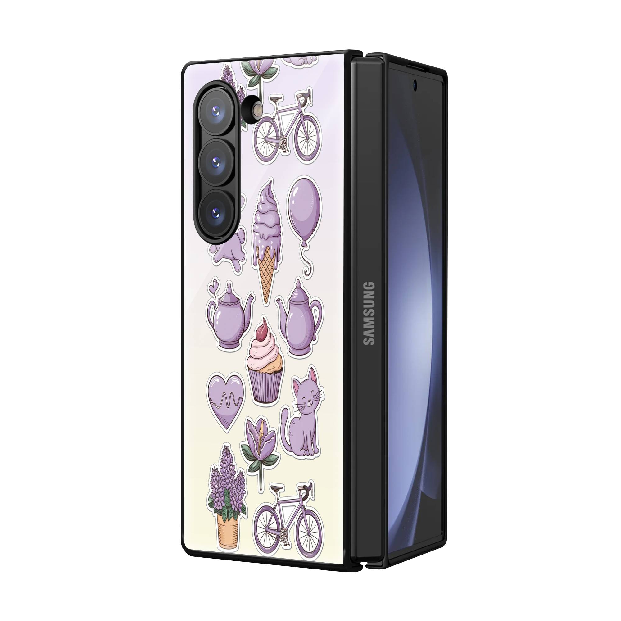 Cupcakes And Cat Samsung Z Fold Glass Case image 1