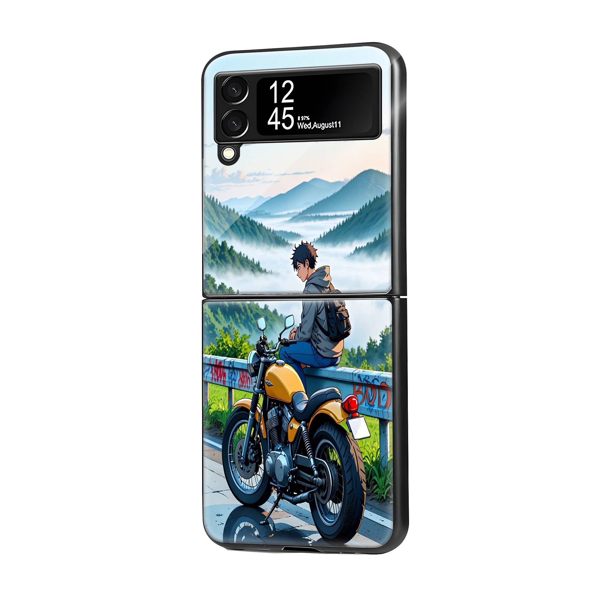 Anime Road Trip Samsung Z Flip Glass Case image 0