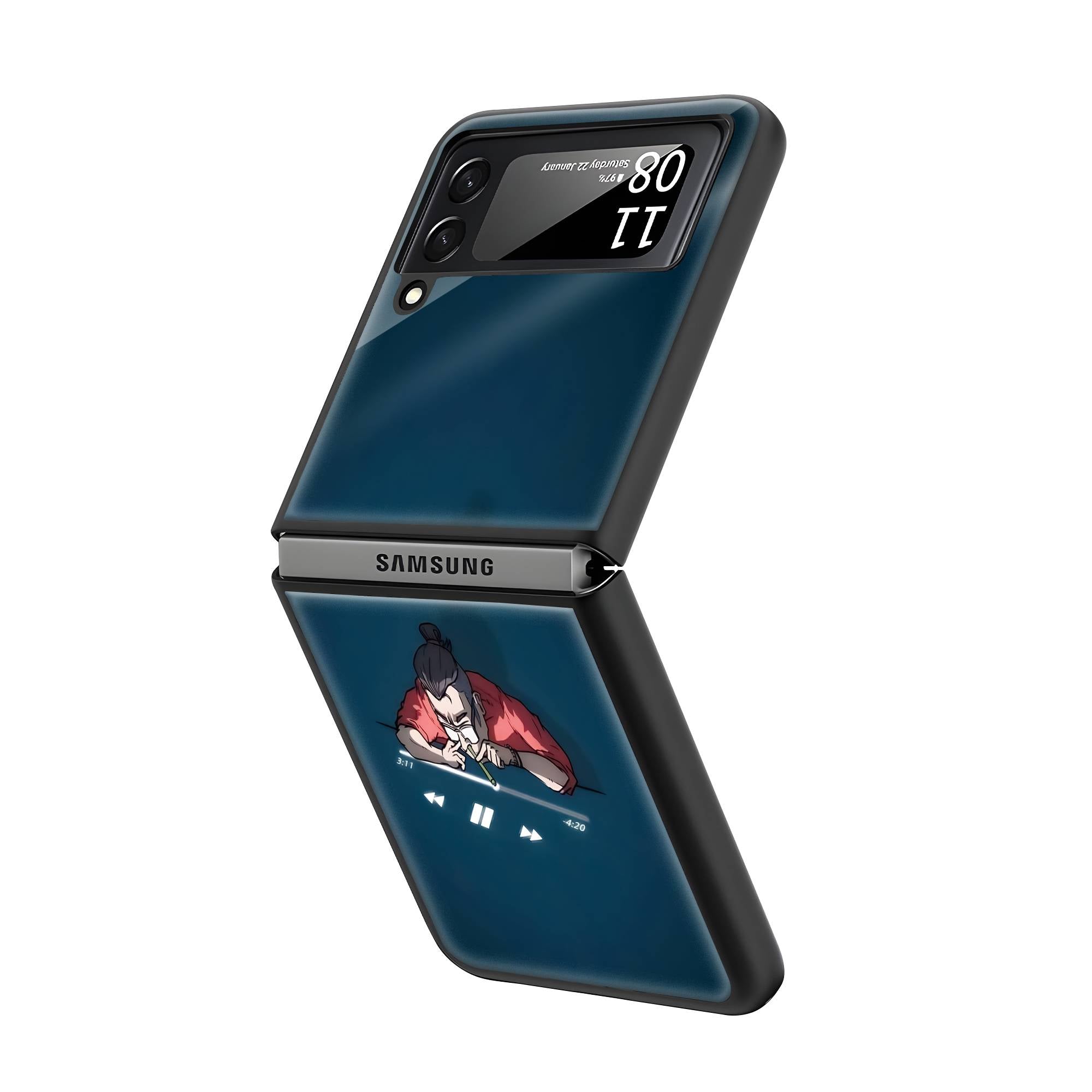 Play Pause Samsung Z Flip Glass Case image 1