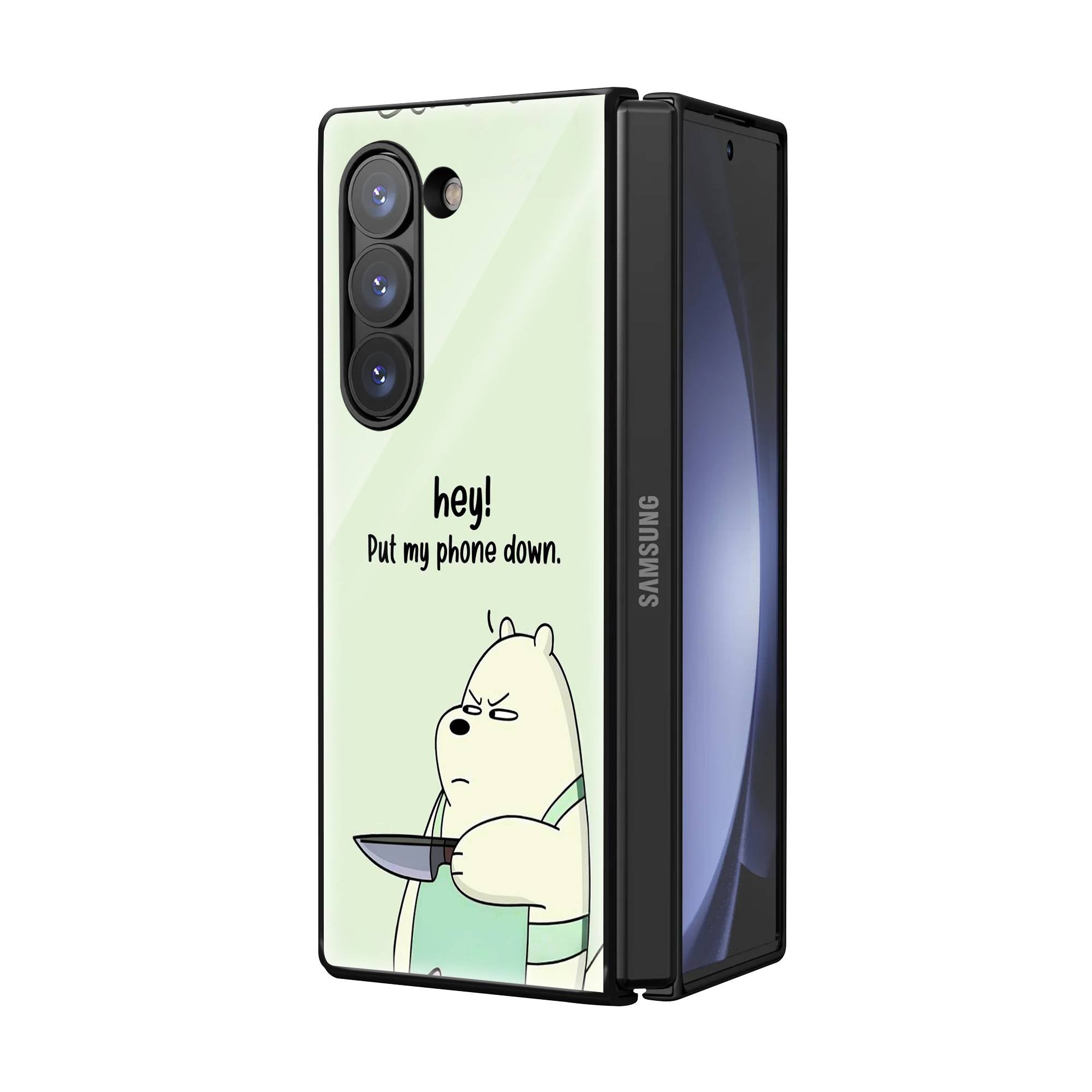 Hey Bear Samsung Z Fold Glass Case image 1