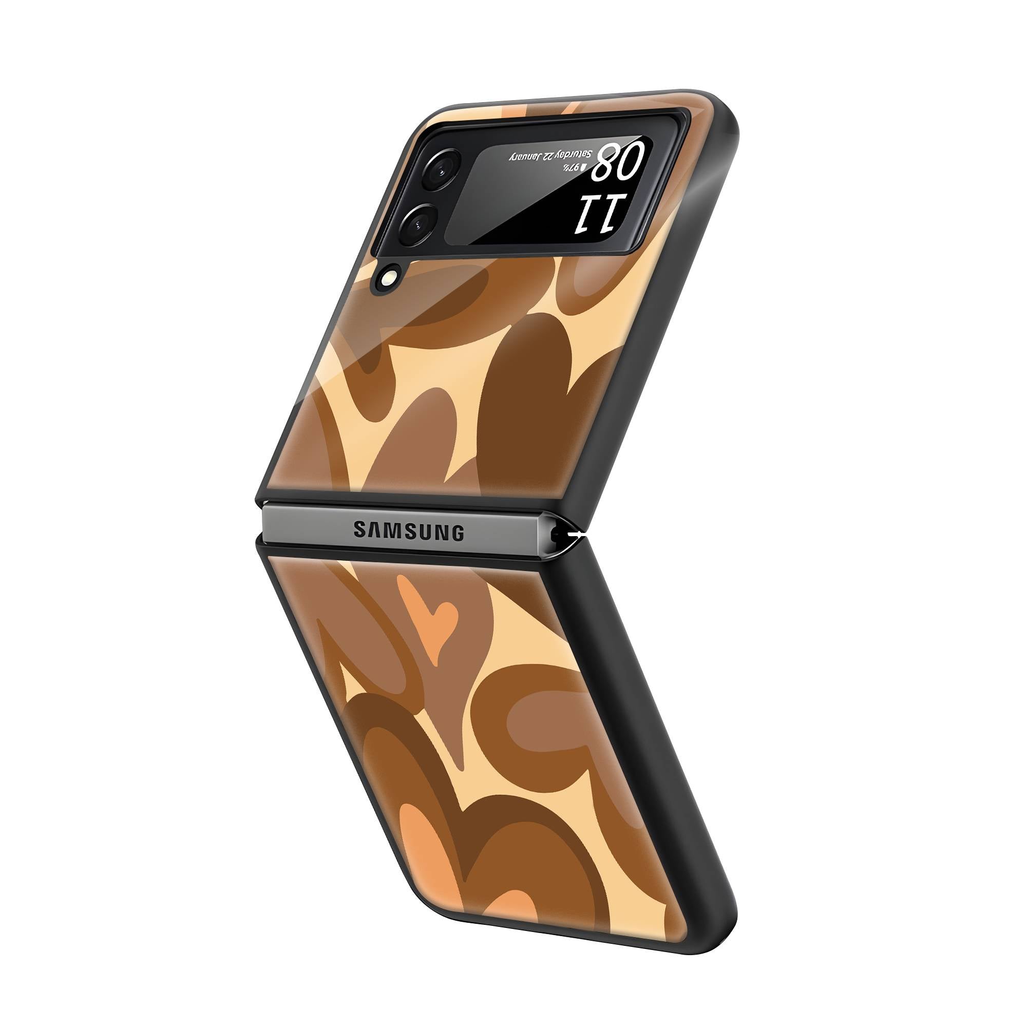 Brownie Heart Samsung Z Flip Glass Case image 1