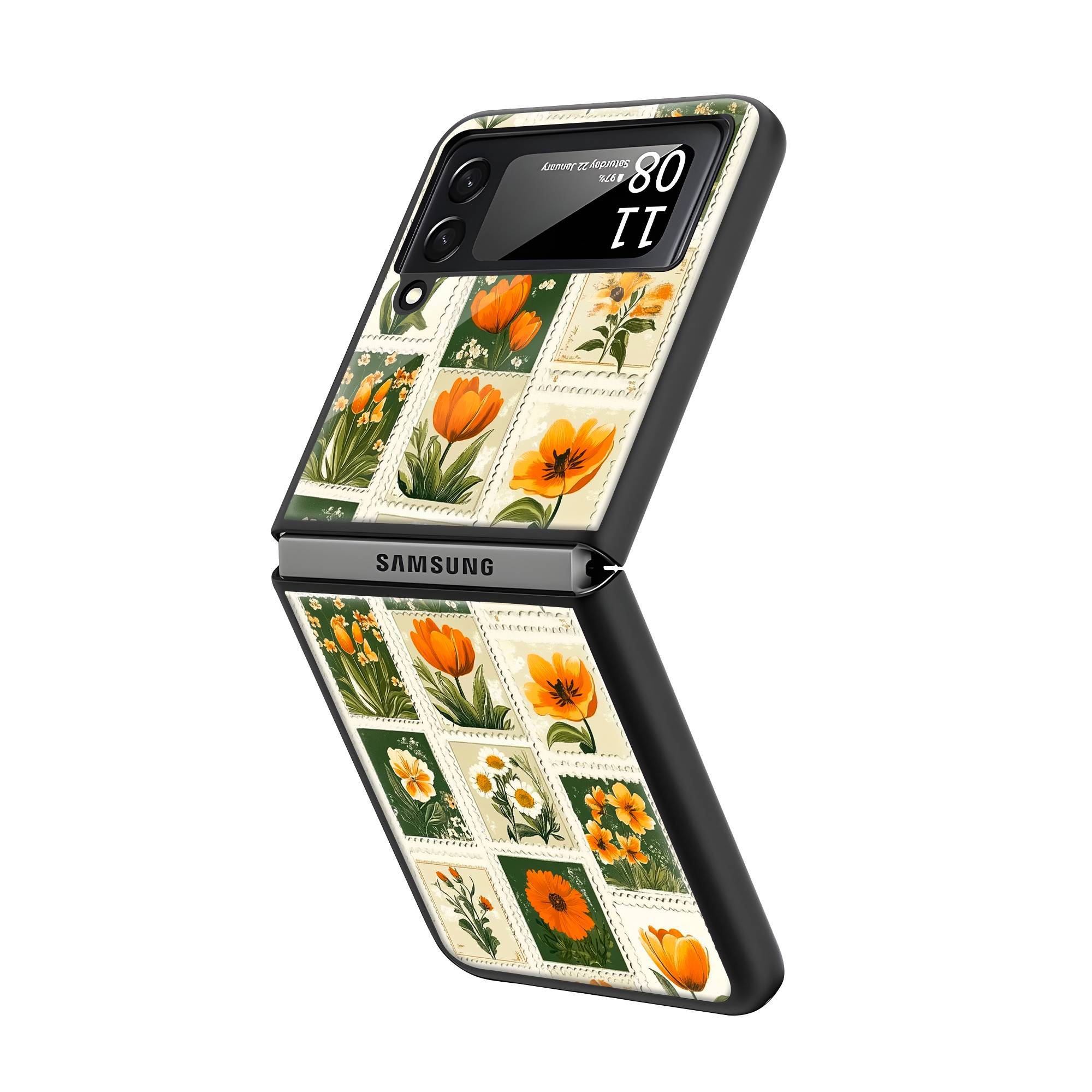 Floral Postage Samsung Z Flip Glass Case image 1