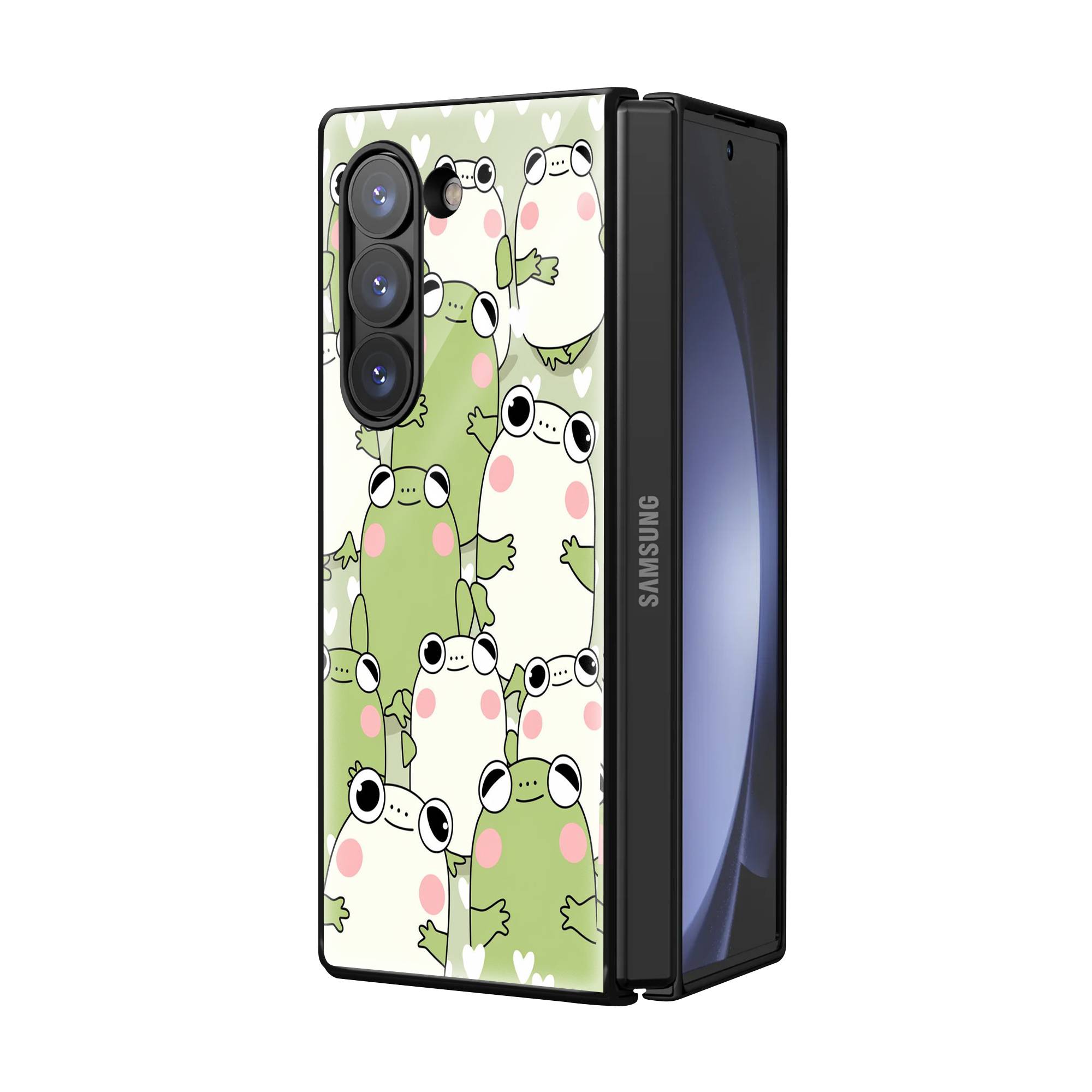 Cute Frogs Samsung Z Fold Glass Case image 1