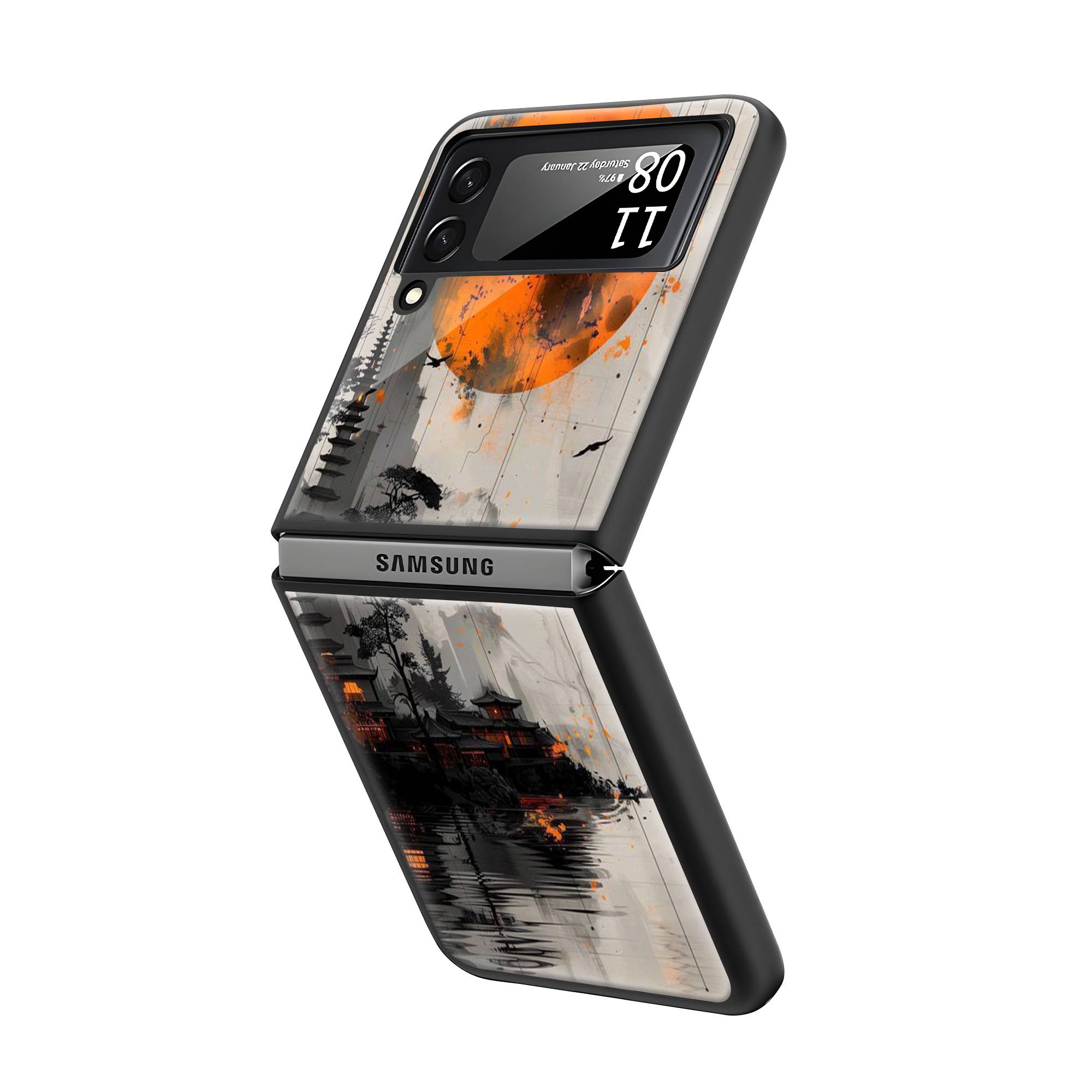 Orange Moon Samsung Z Flip Glass Case image 1