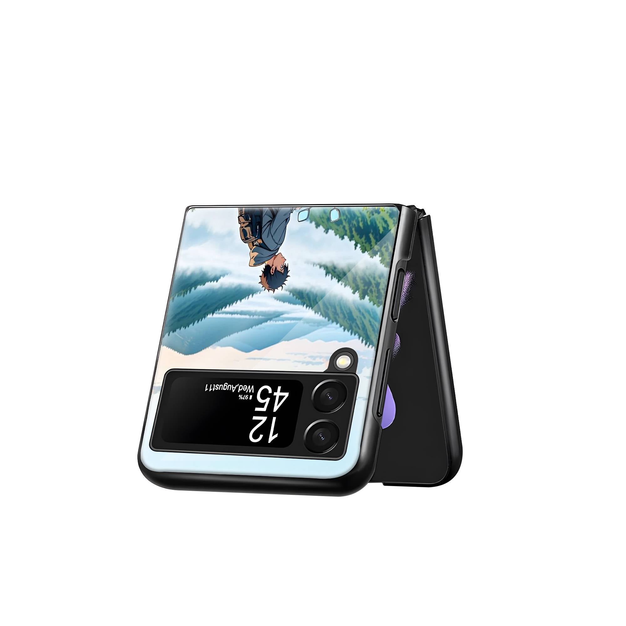 Anime Road Trip Samsung Z Flip Glass Case image 2