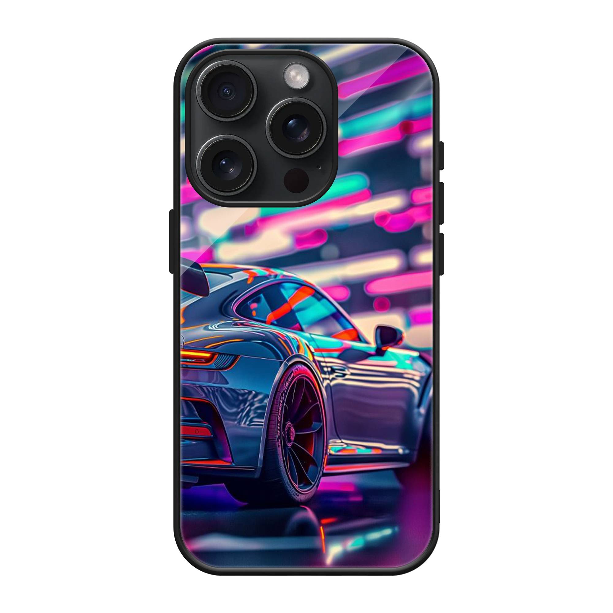 Neon Sports Car Glass Case image 0