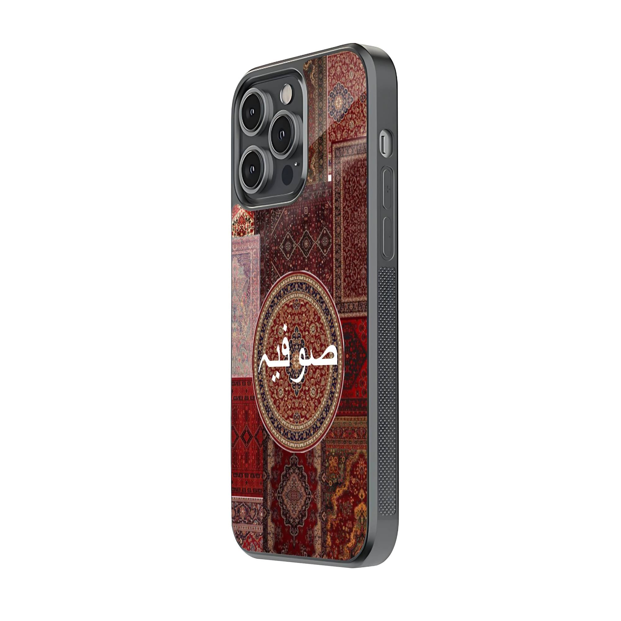 Red Mandala Rug Glass Name Case image 1