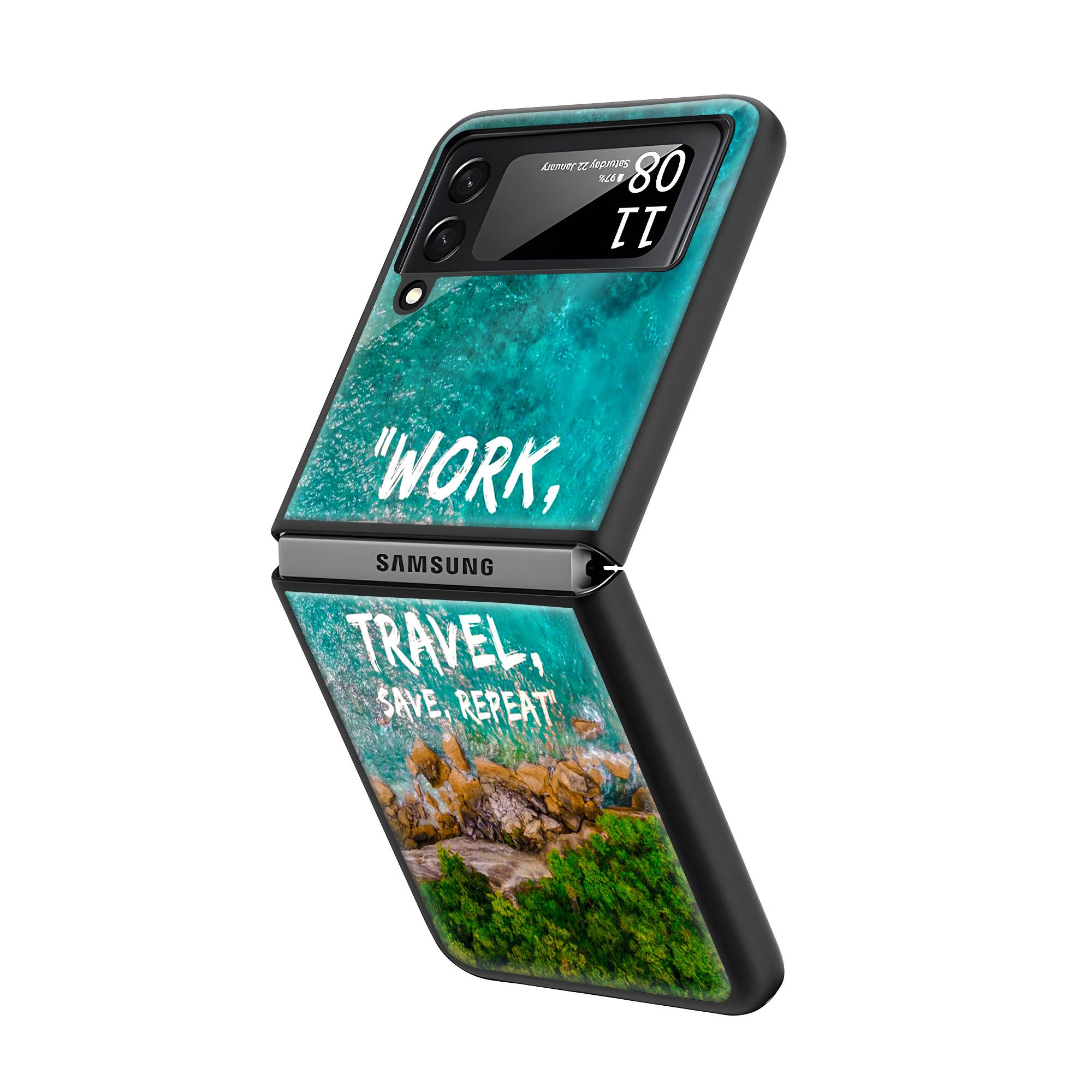 Work Travel Samsung Z Flip Glass Case image 1