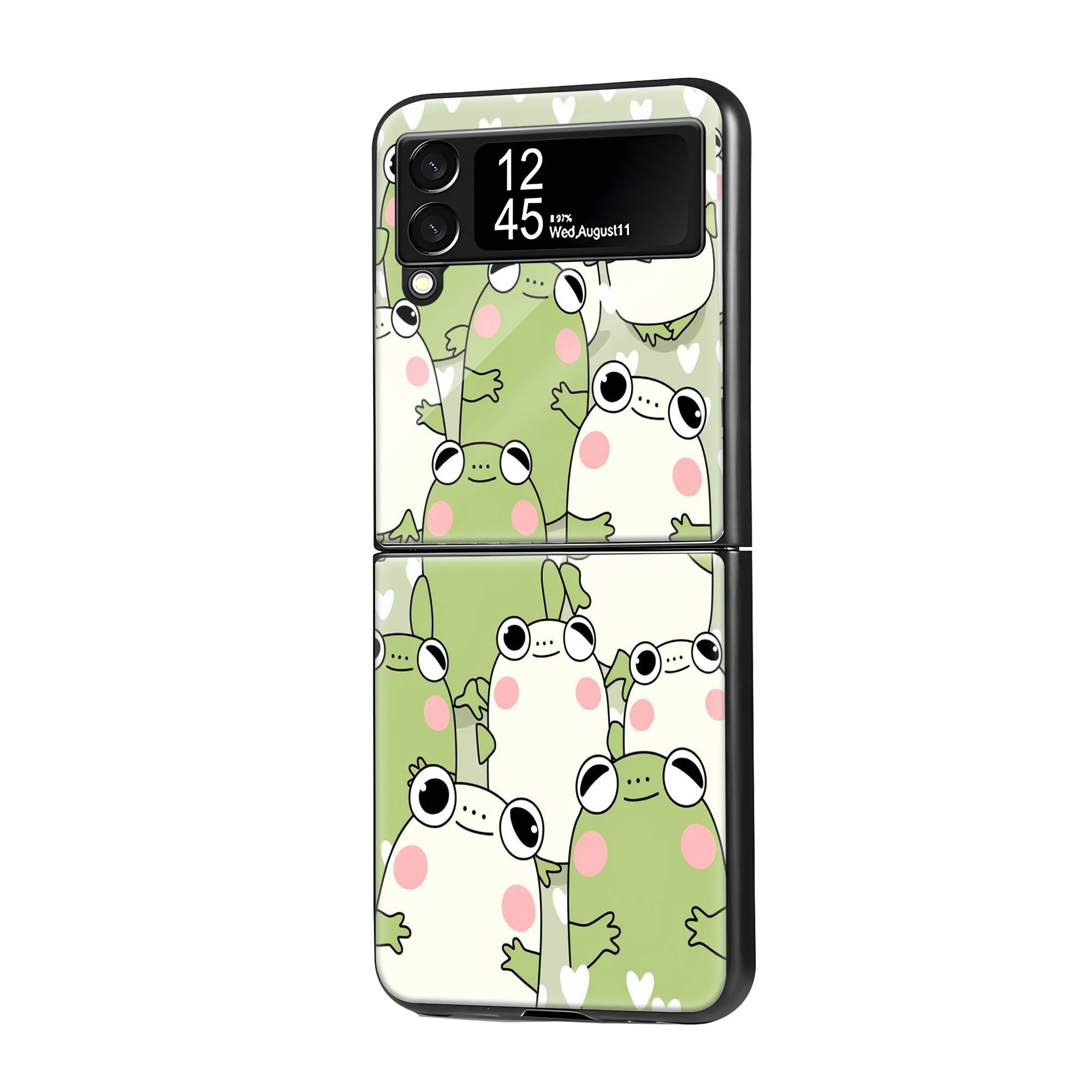 Cute Frogs Samsung Z Flip Glass Case image 0