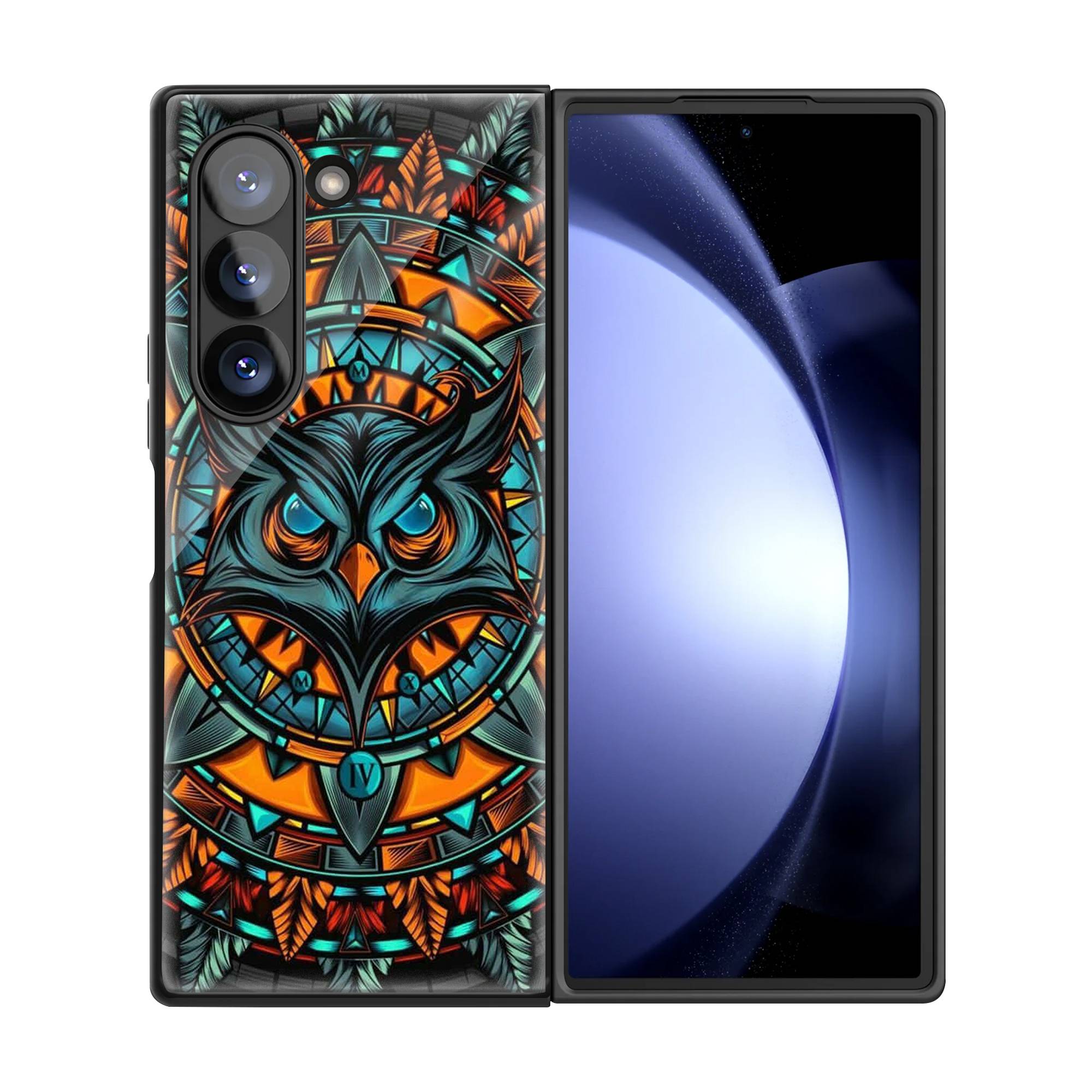 Retro Owl Samsung Z Fold Glass Case image 2